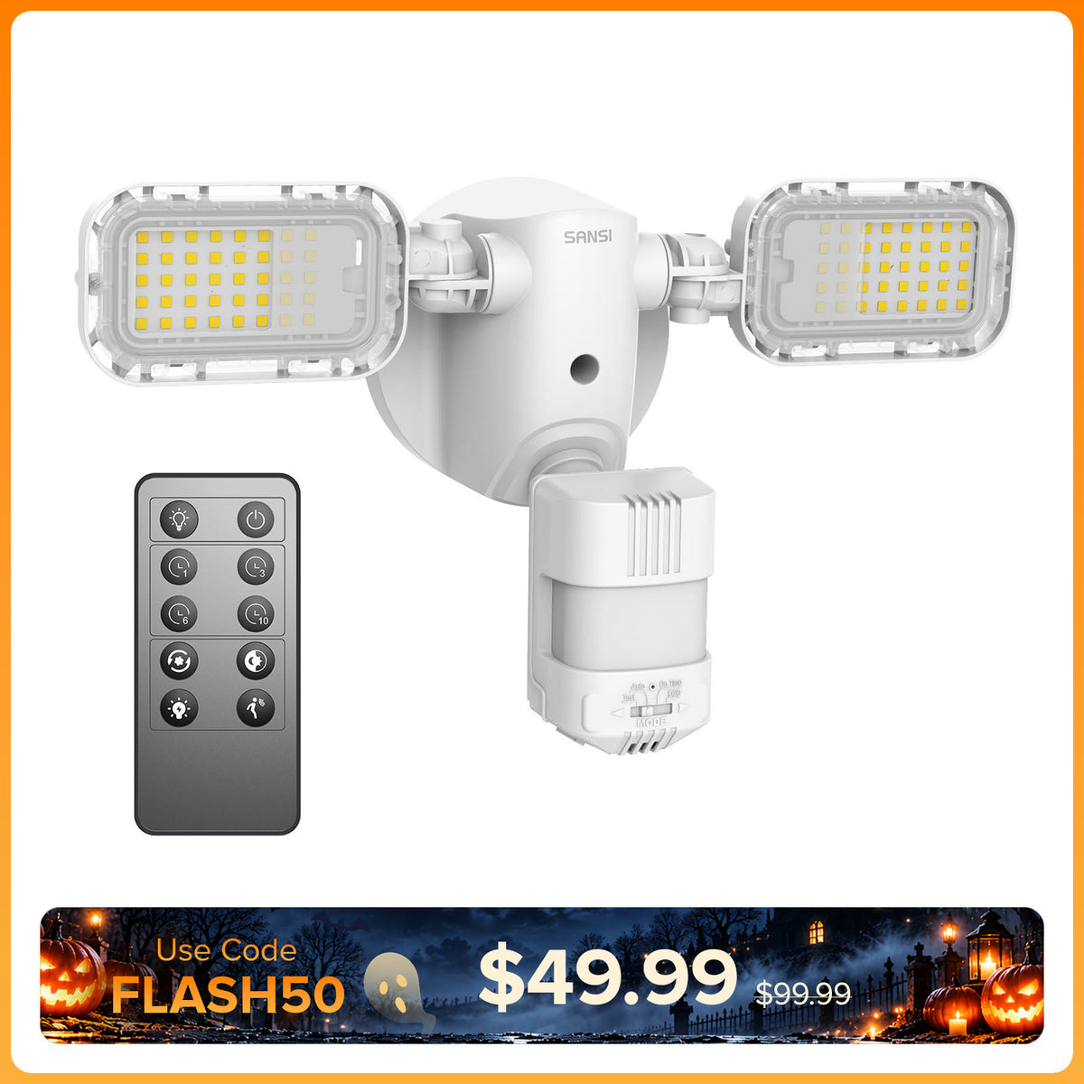 SANSI 90W LED Security Light With Remote Control (Dusk to Dawn & Motion Sensor)(US/CA ONLY)