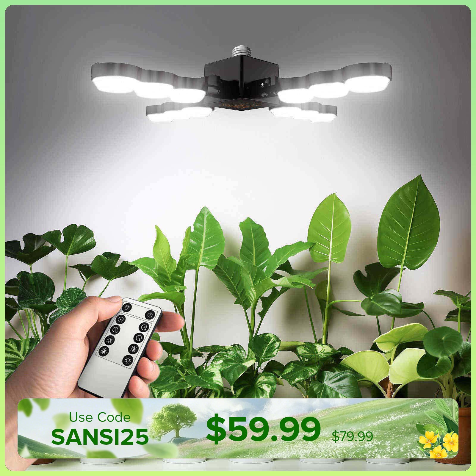 SANSI 80W Folding Wings LED Grow Light with Remote Control