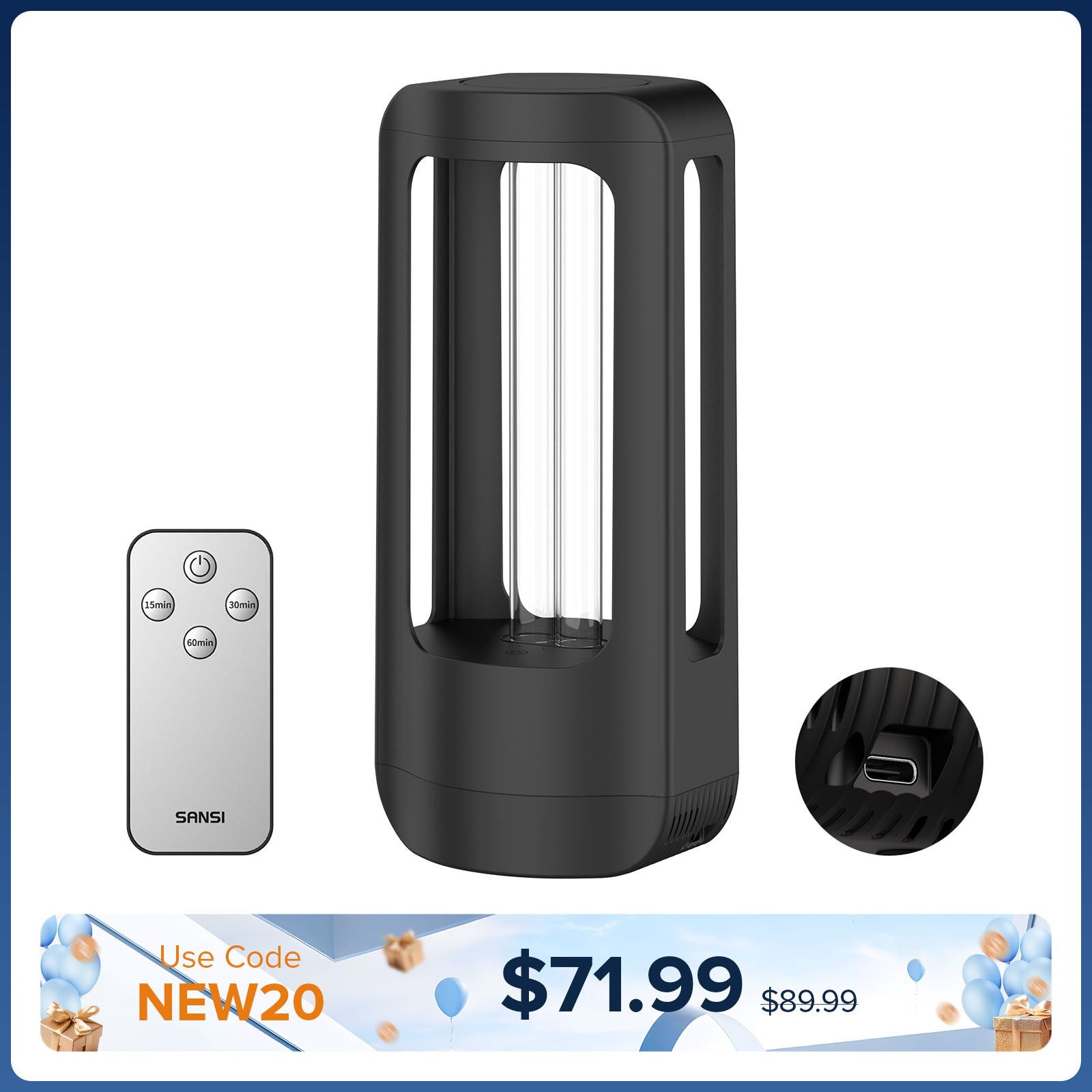 SANSI 18W Désinfectant UV sans fil avec télécommande (US UNIQUEMENT)