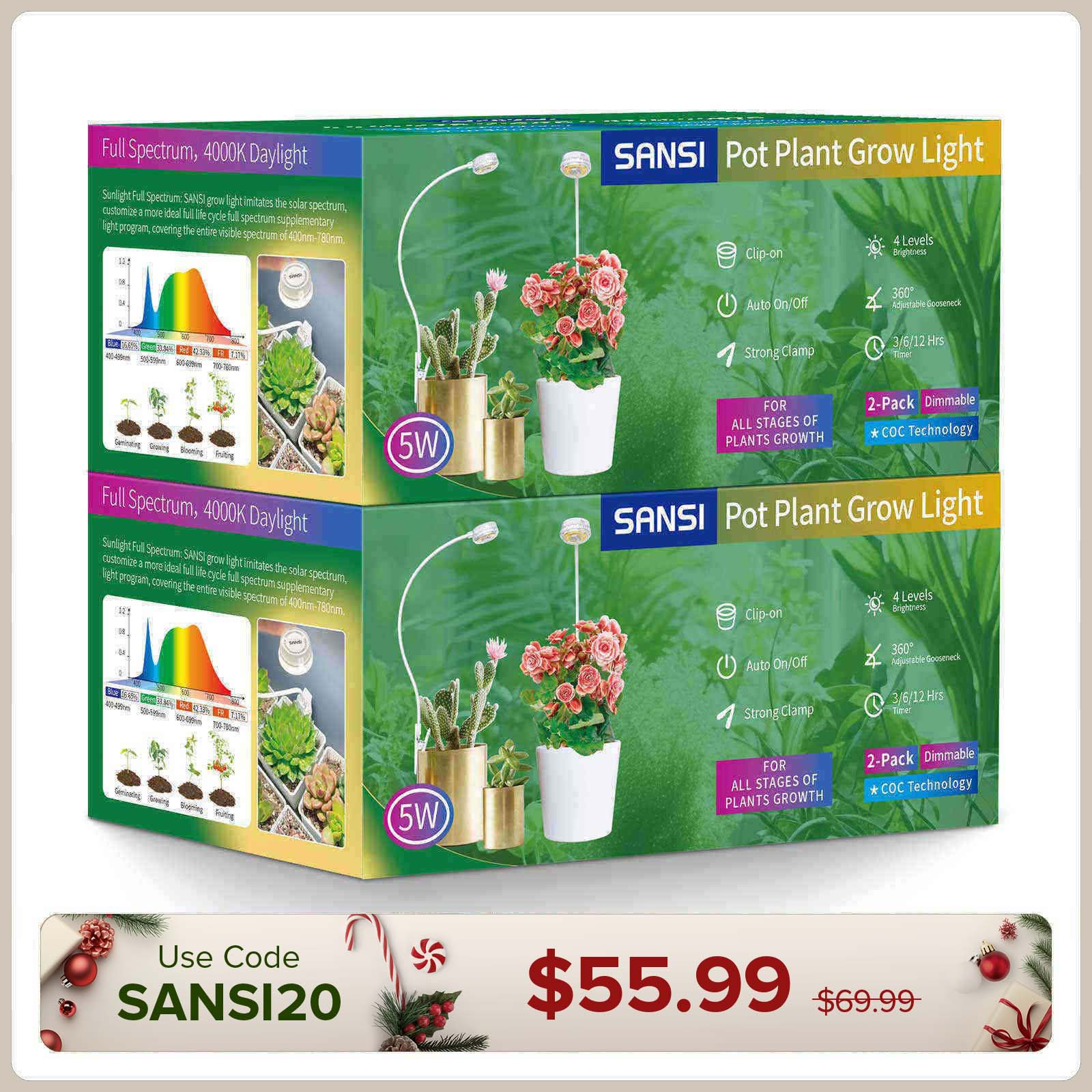 (Gift Packing) 5W Pot Clip LED Grow Light (US/CA ONLY)