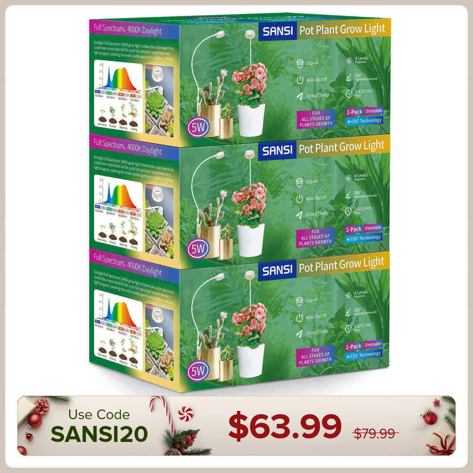 (Gift Packing) 5W Pot Clip LED Grow Light (US/CA ONLY)