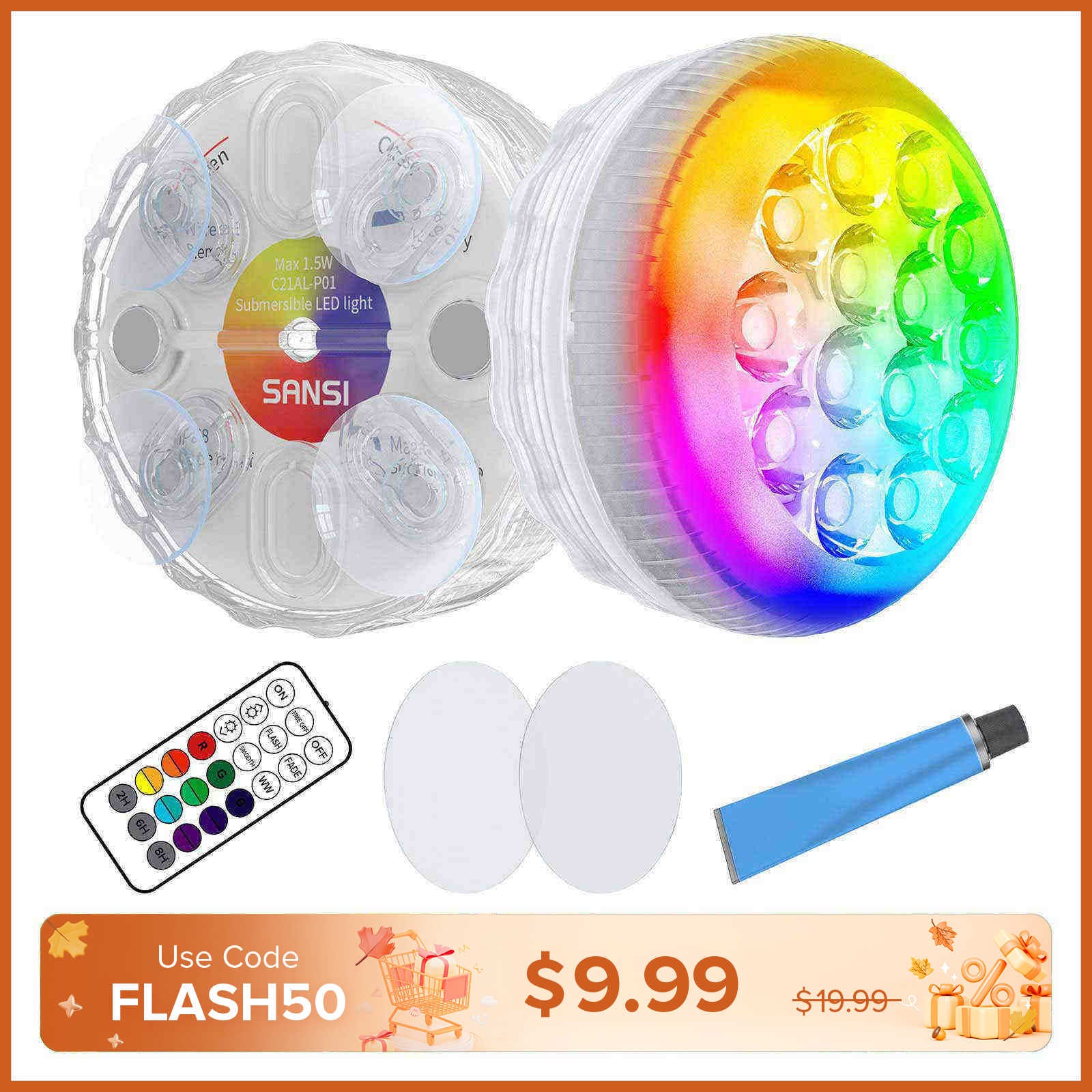 Upgraded RGB LED Submersible Pool Light