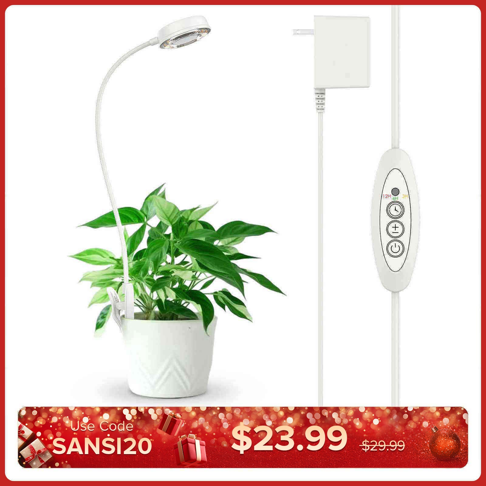 SANSI 15W Full Spectrum LED Grow Light Bulb E26 Base - Indoor Plant Light For Veg, Flowers & Seedlings