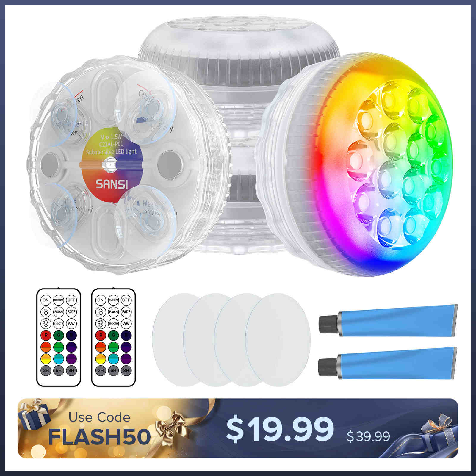 Upgraded RGB LED Submersible Pool Light