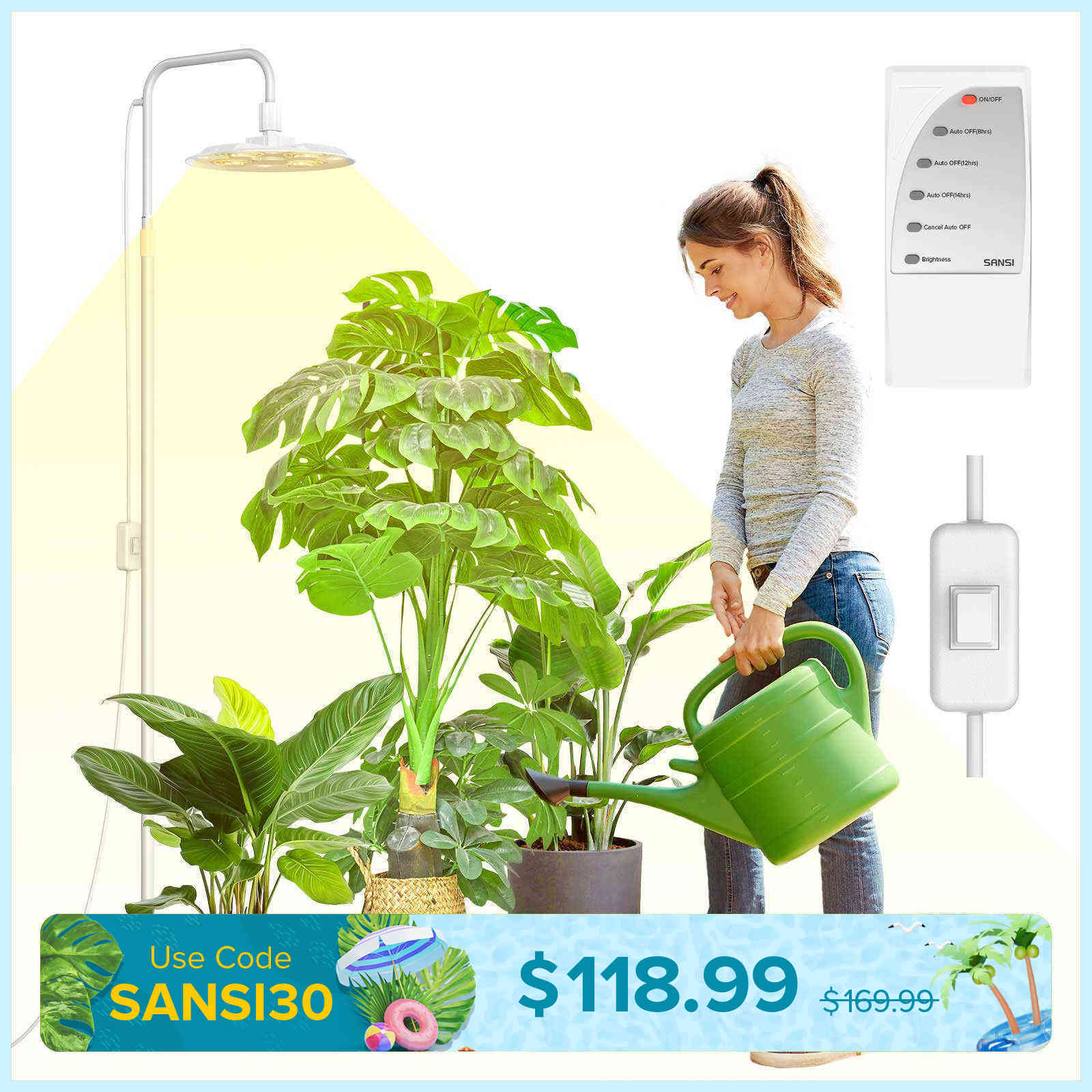 SANSI Tall Standing Grow Light With Remote Control (US ONLY)
