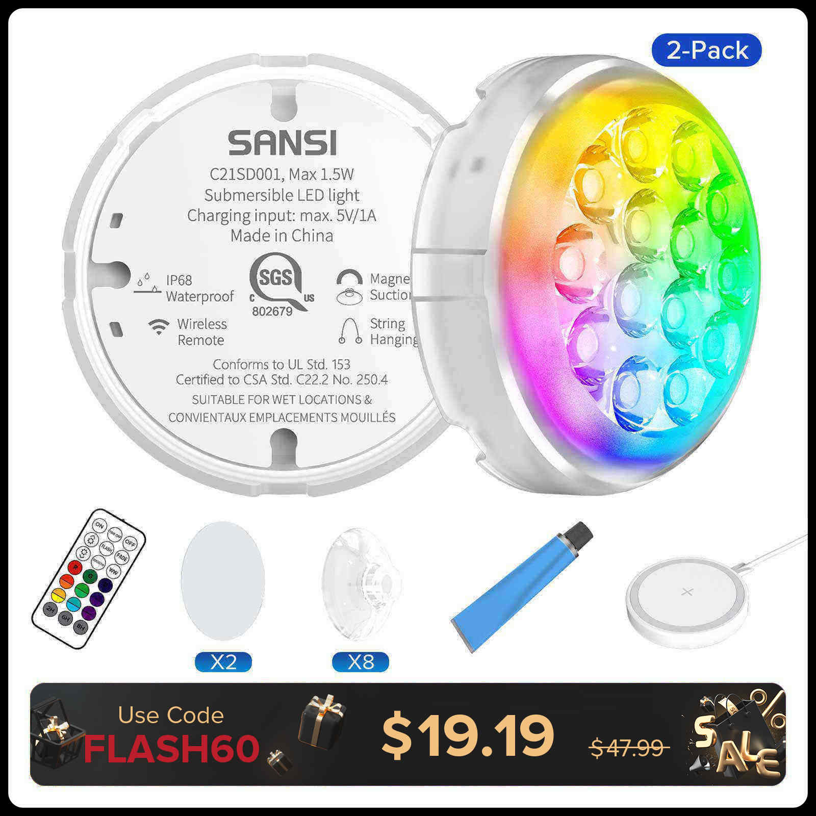 Wireless Charging RGB Color Changing Mood Light (US ONLY)