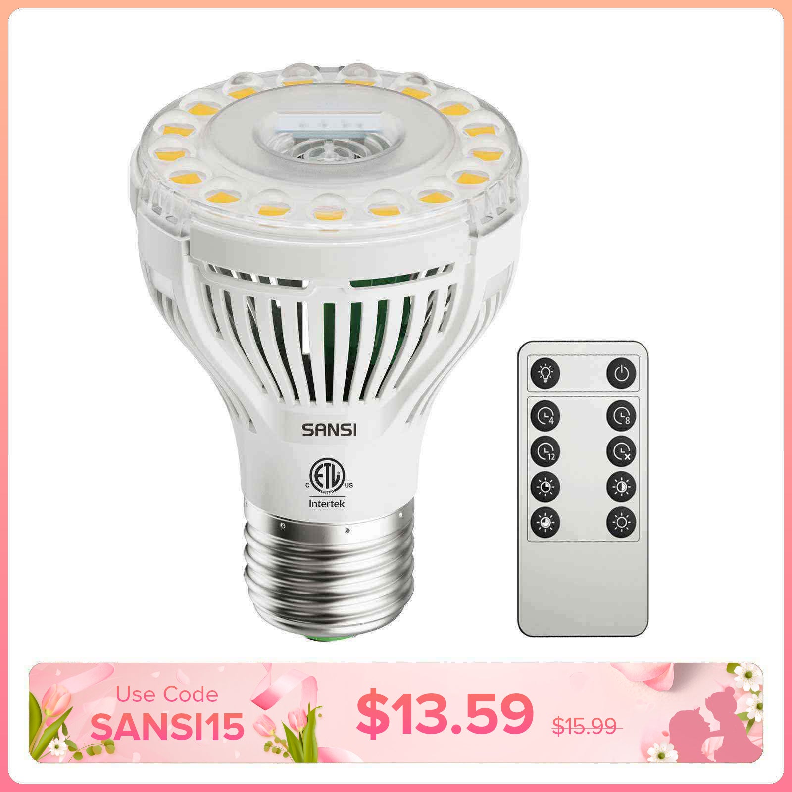 PAR20 5W LED Grow Light Bulb With Remote Control (US/CA ONLY)