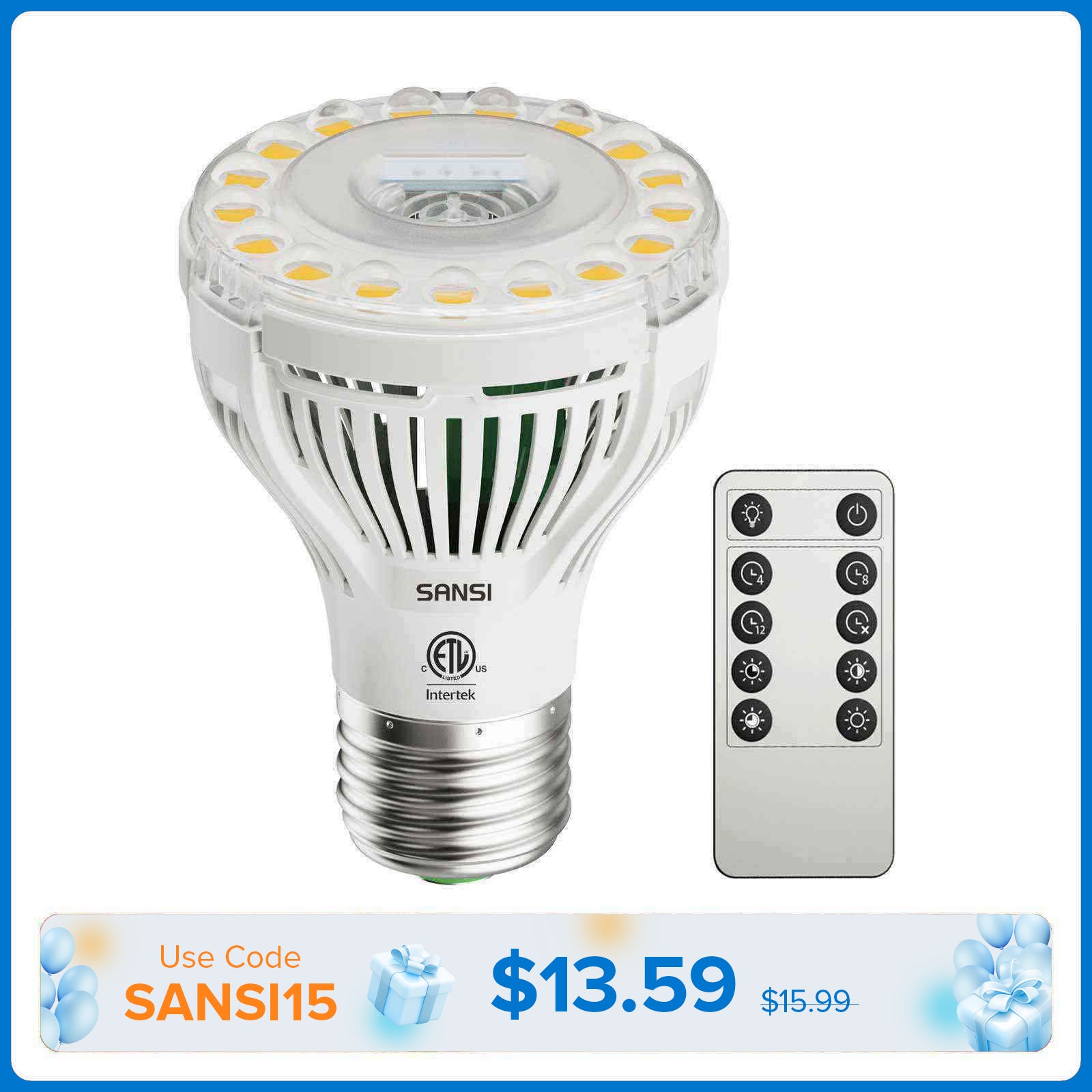 PAR20 5W LED Grow Light Bulb With Remote Control (US/CA ONLY)