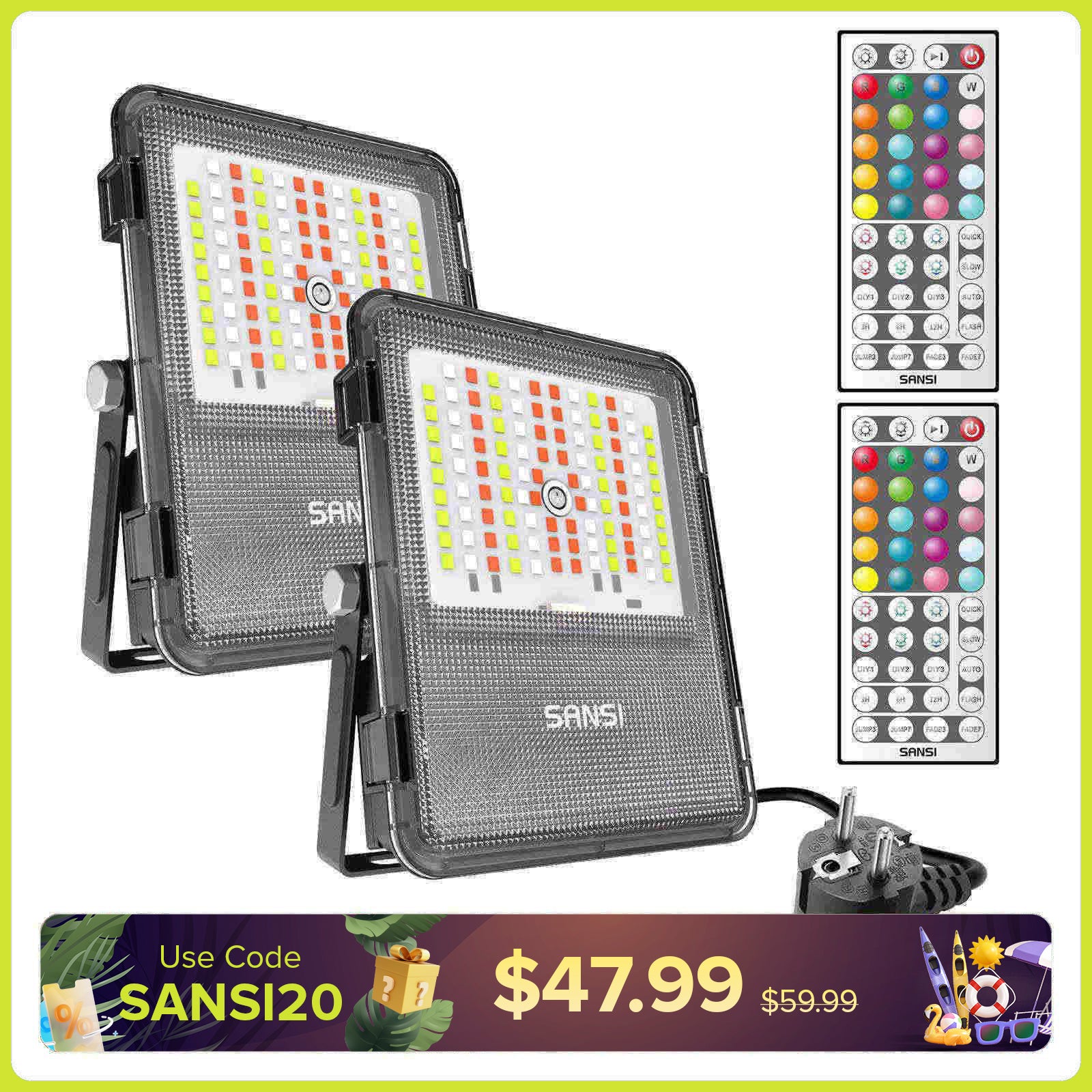 80W RGB LED Flood Light (US ONLY)