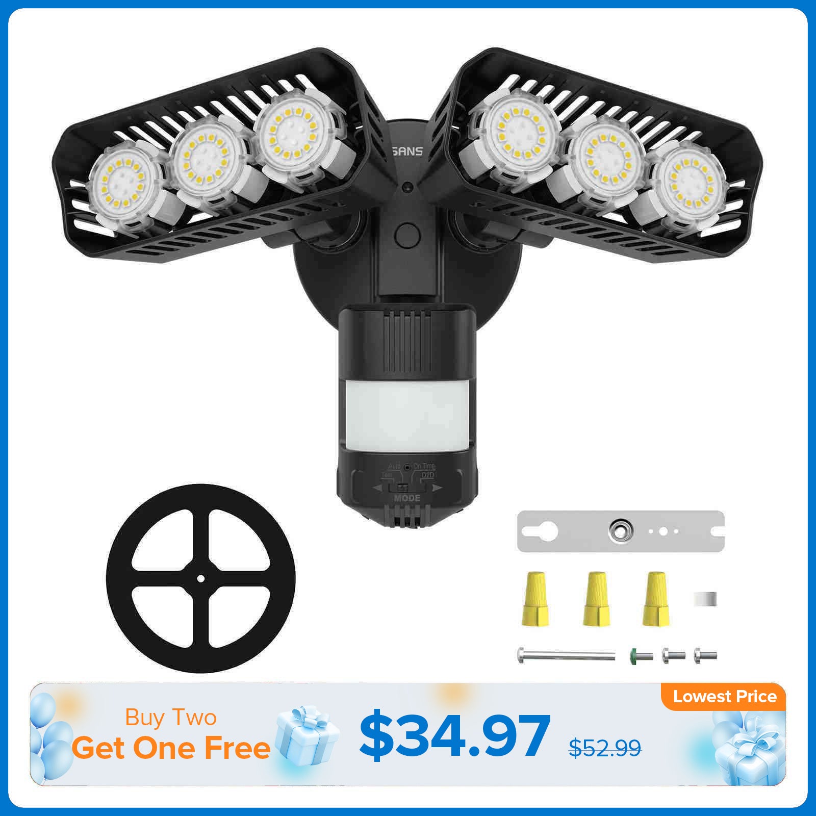 38W LED Security Light (Dusk to Dawn & Motion Sensor)(US CA ONLY)