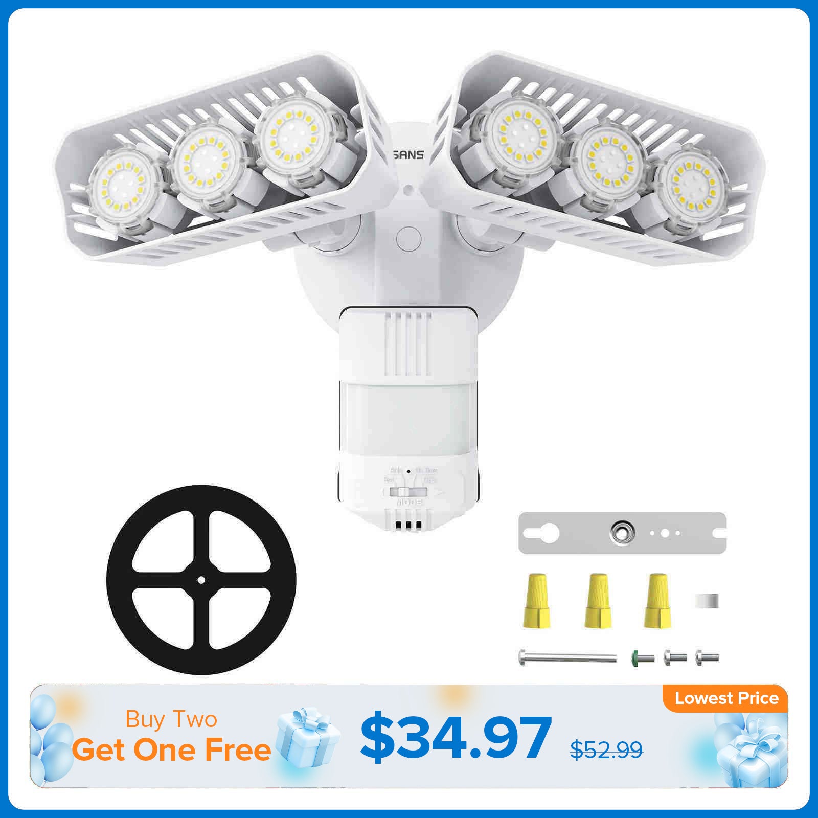 38W LED Security Light (Dusk to Dawn & Motion Sensor)(US CA ONLY)