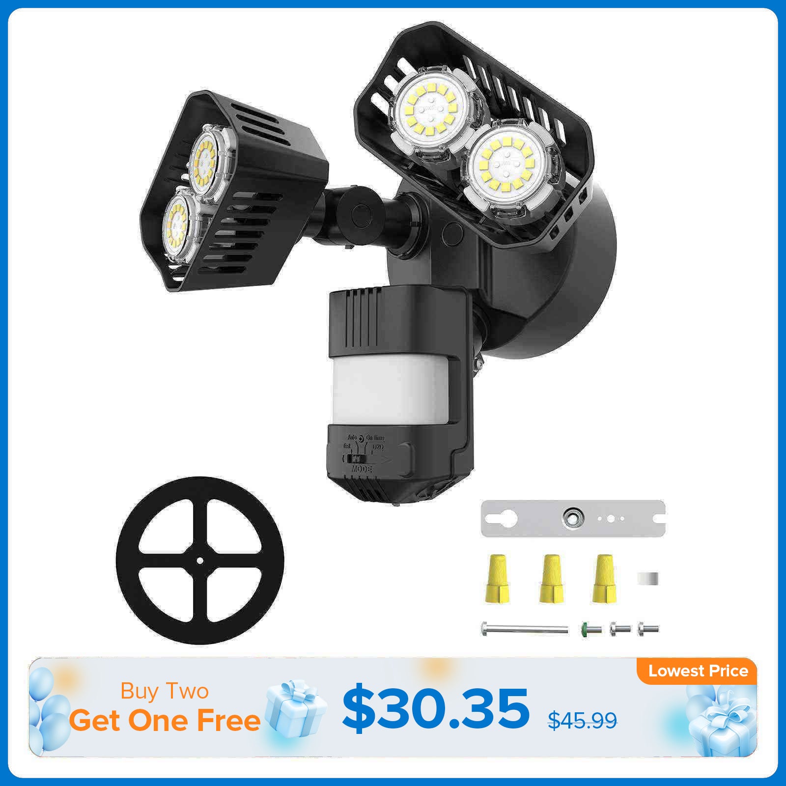 Upgraded 28W LED Security Light (Dusk to Dawn & Motion Sensor)(US ONLY)