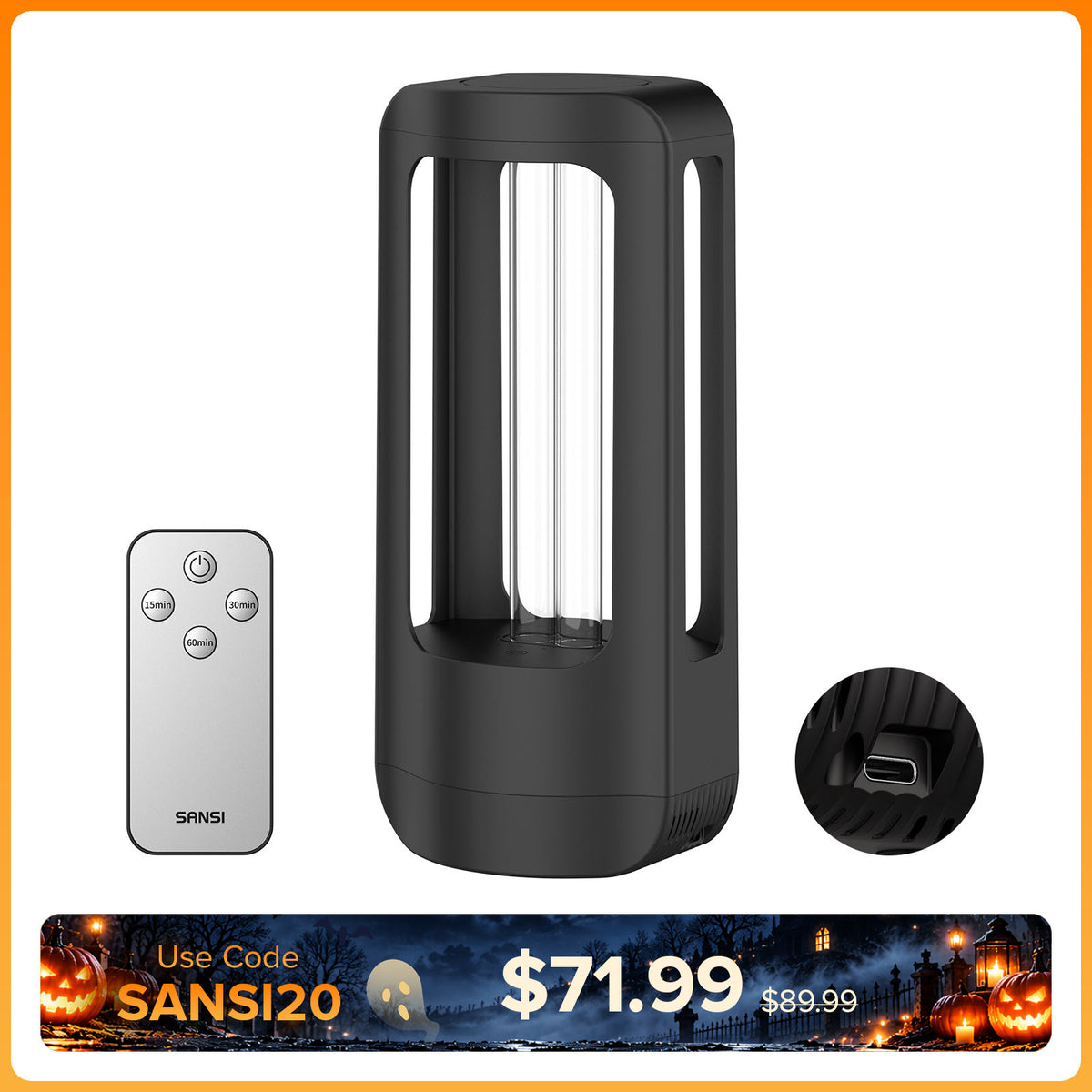 SANSI 18W Cordless UV Light Sanitizer with Remote Control (US ONLY)