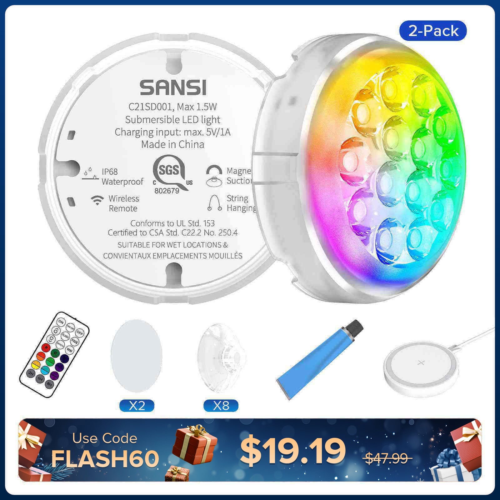 Wireless Charging RGB Color Changing Mood Light (US ONLY)