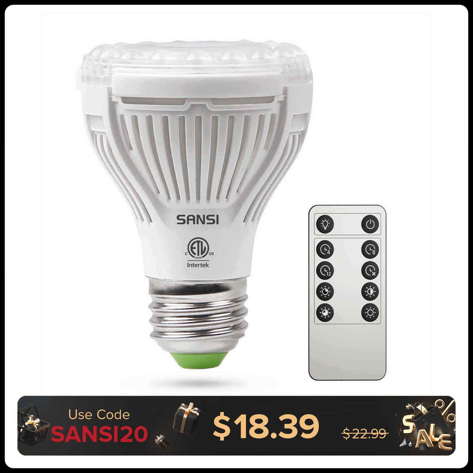 PAR20 10W LED Grow Light Bulb With Remote Control (US ONLY)
