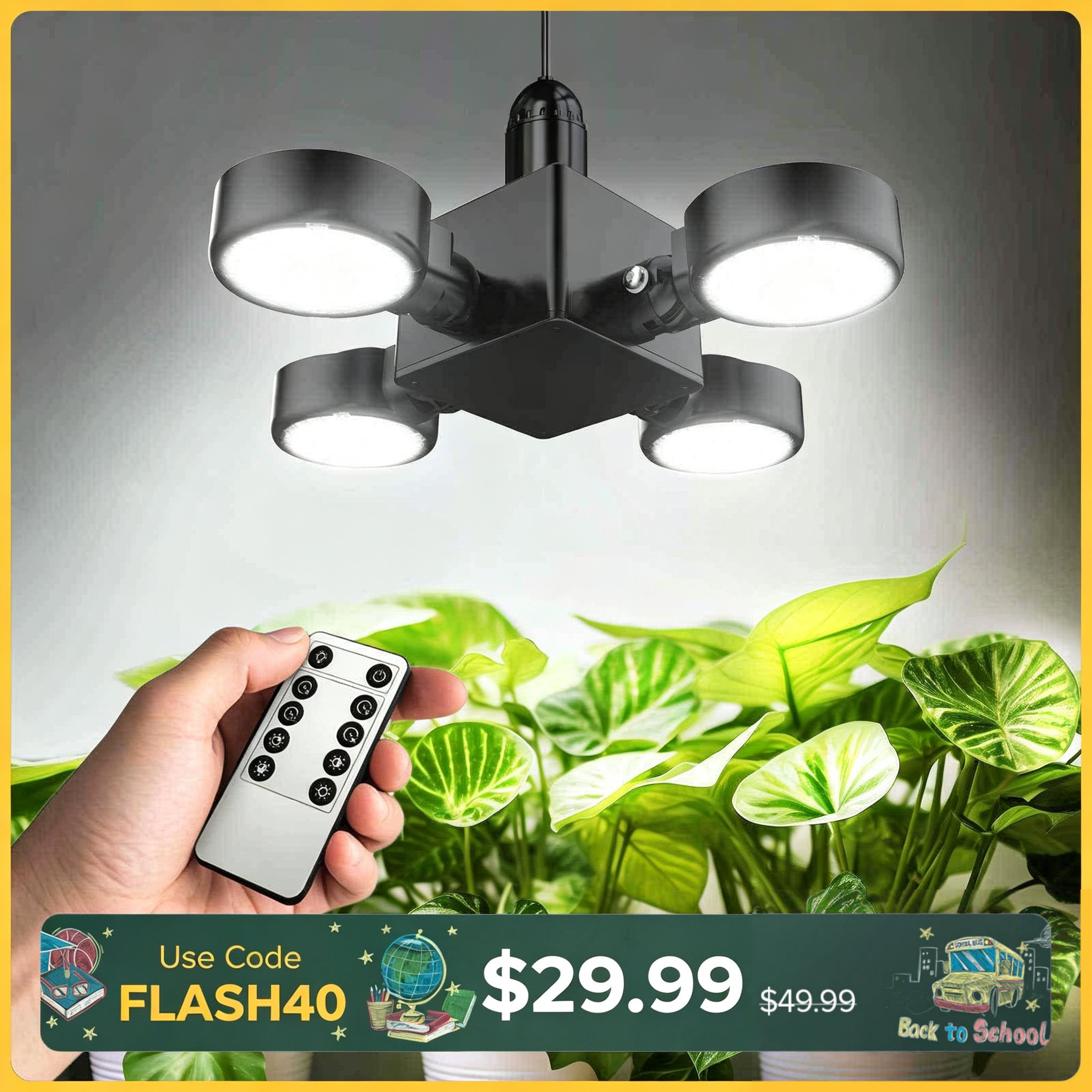 SANSI 40W Folding Wings LED Grow Light with Remote Control