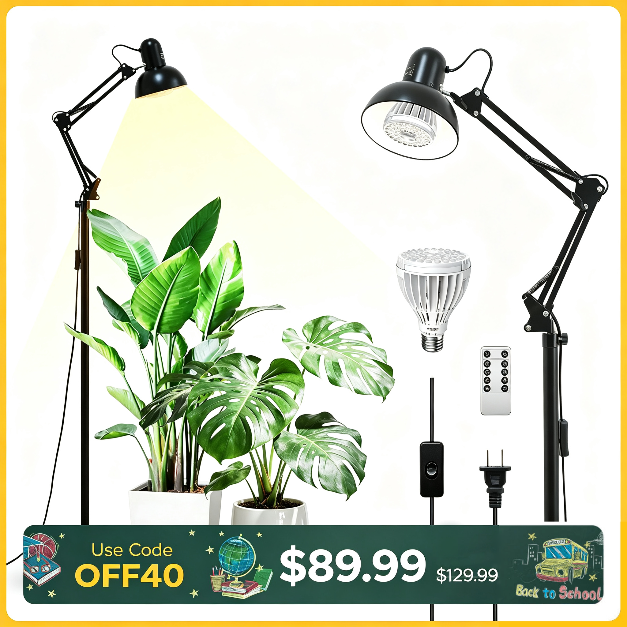 SANSI 32W Floor Standing LED Grow Light with Remote Control(US ONLY)