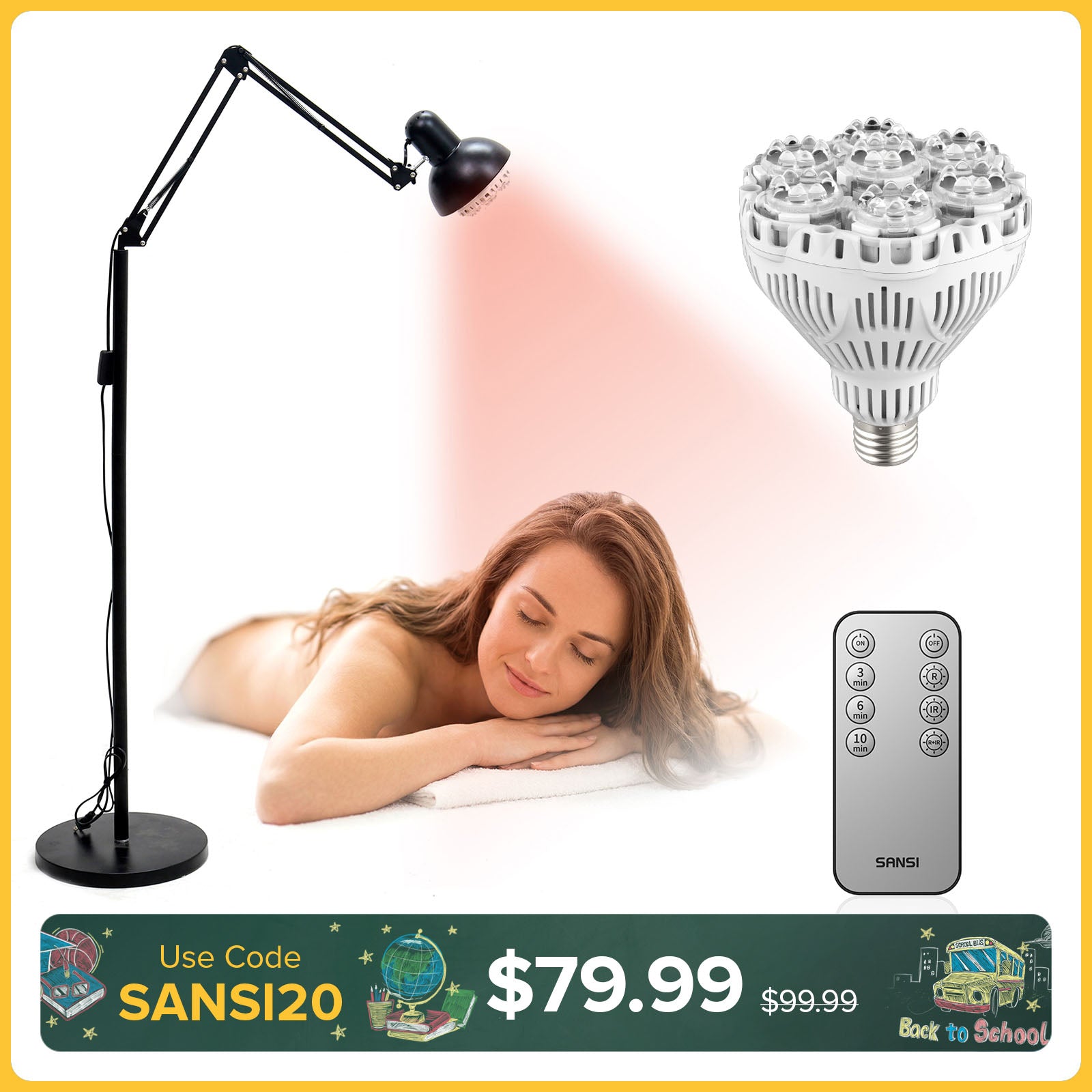SANSI 32W Red Light Therapy for Body Face with Adjustable Stand(US/CA ONLY)