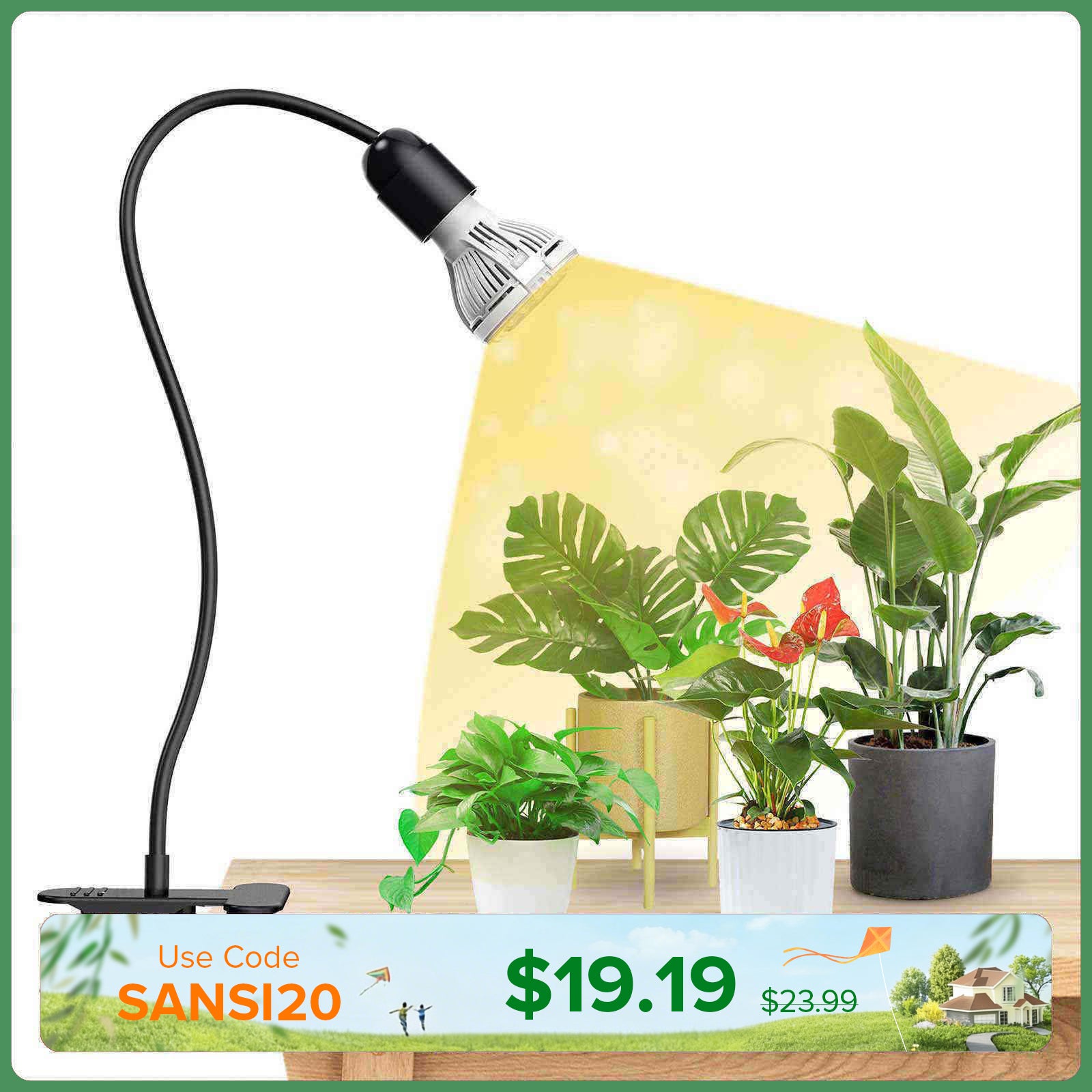 Lampada LED da coltivazione con clip regolabile a 1 testa da 10 W (SOLO USA/CA)