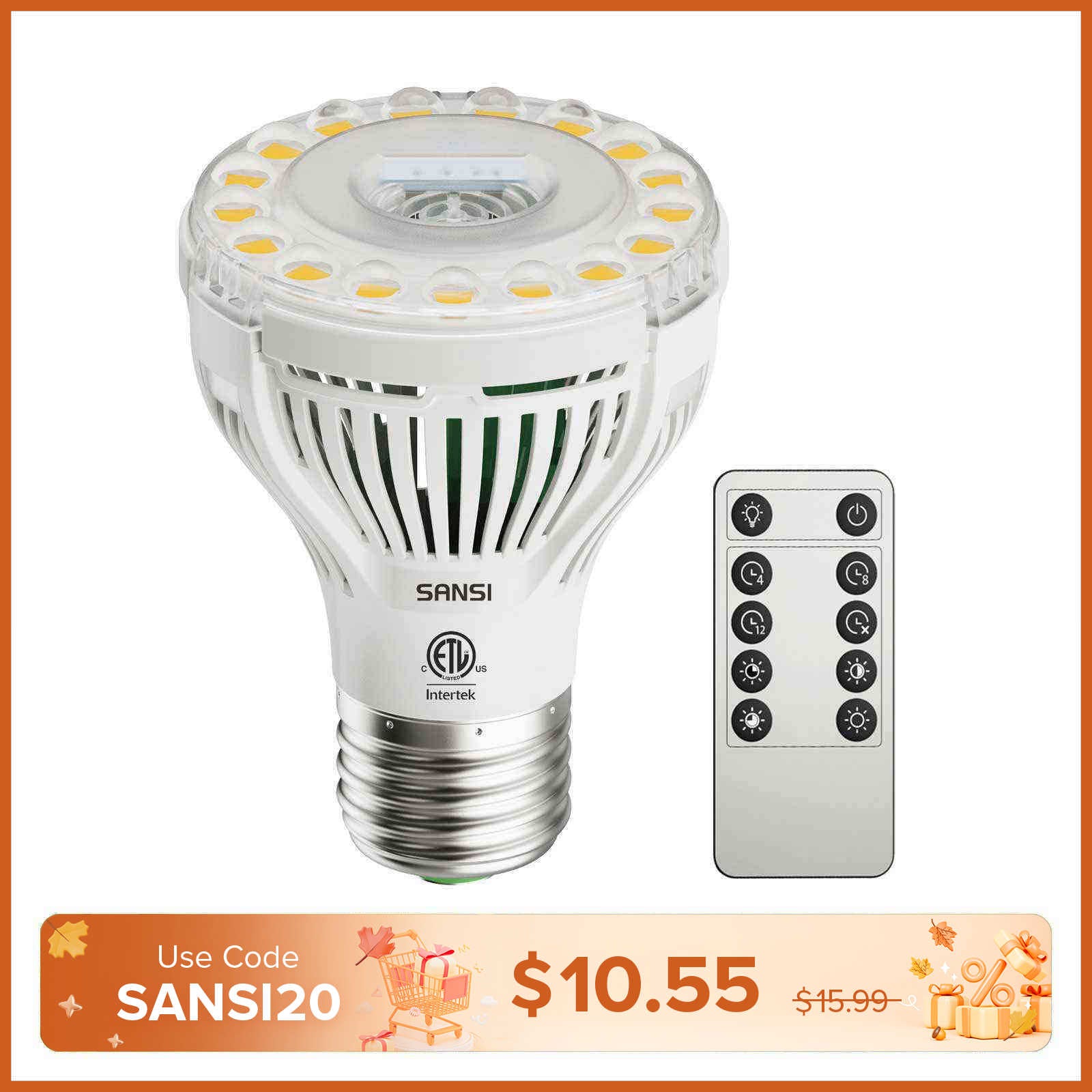 PAR20 5W LED Grow Light Bulb With Remote Control (US/CA ONLY)