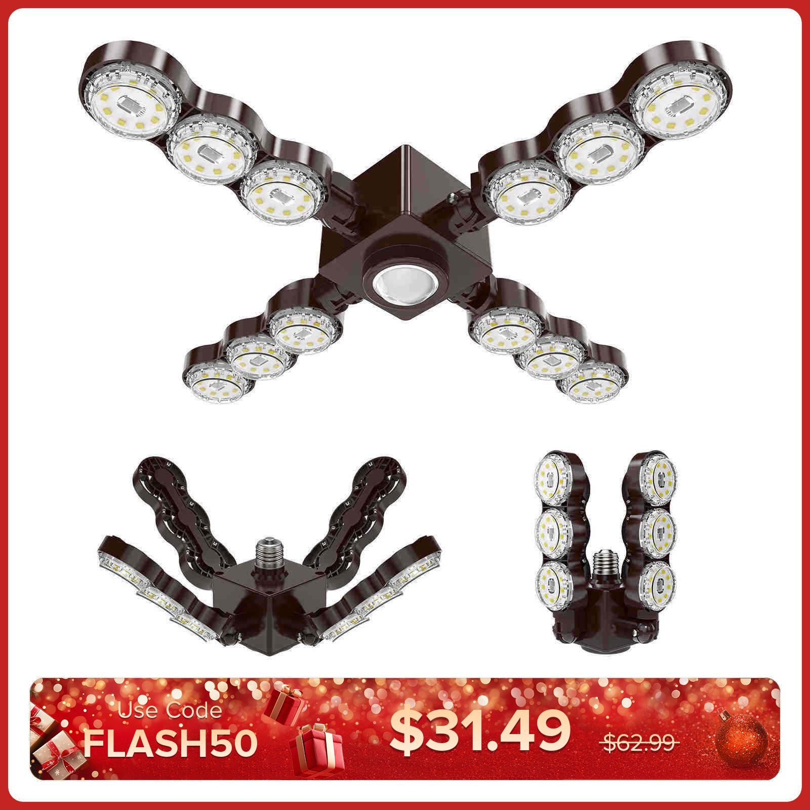 60 W LED-Garagenleuchte mit Infrarotsensor (faltbare Flügel) (NUR USA)