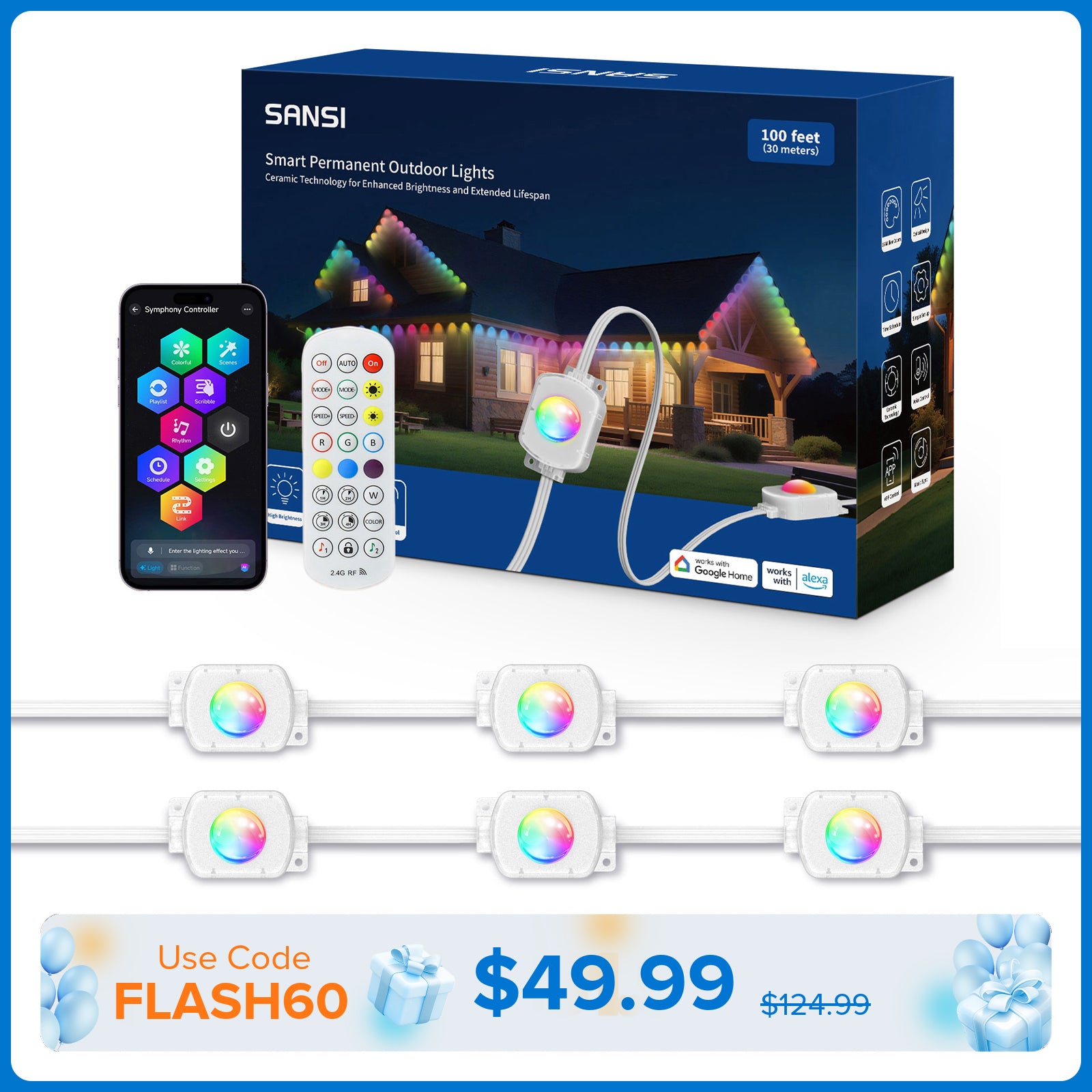 SANSI Smart Permanent Outdoor RGB Lights(US ONLY)