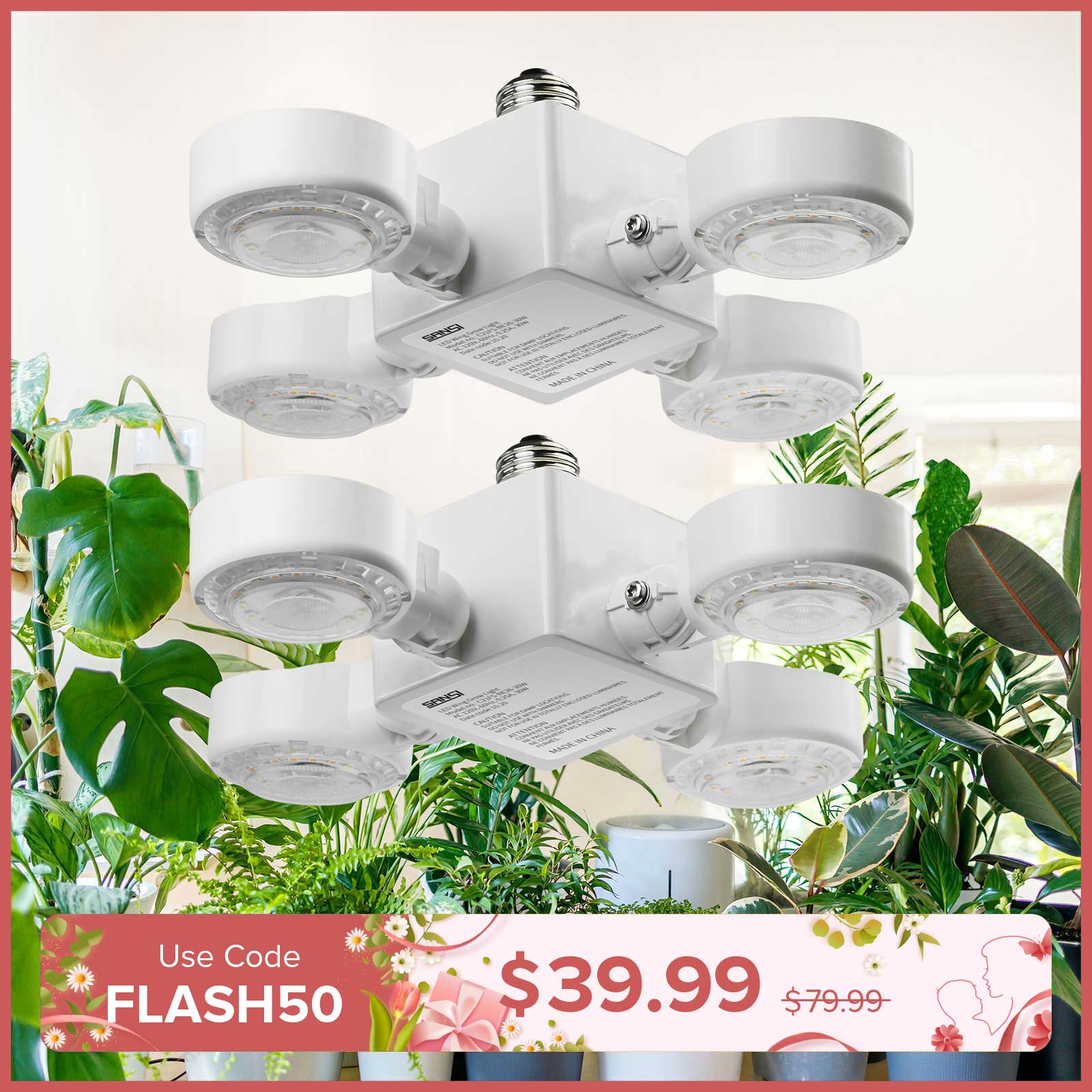 30W LED Grow Light (Folding Wings) (2-Pack Bundle)