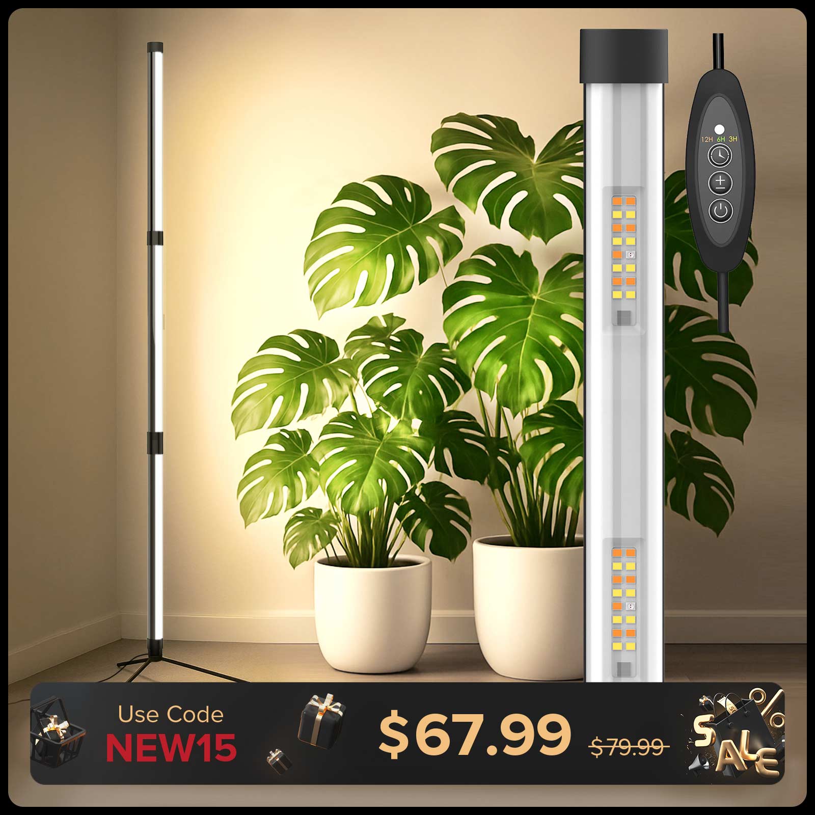 SANSI T10 55W LED Standing Grow Light