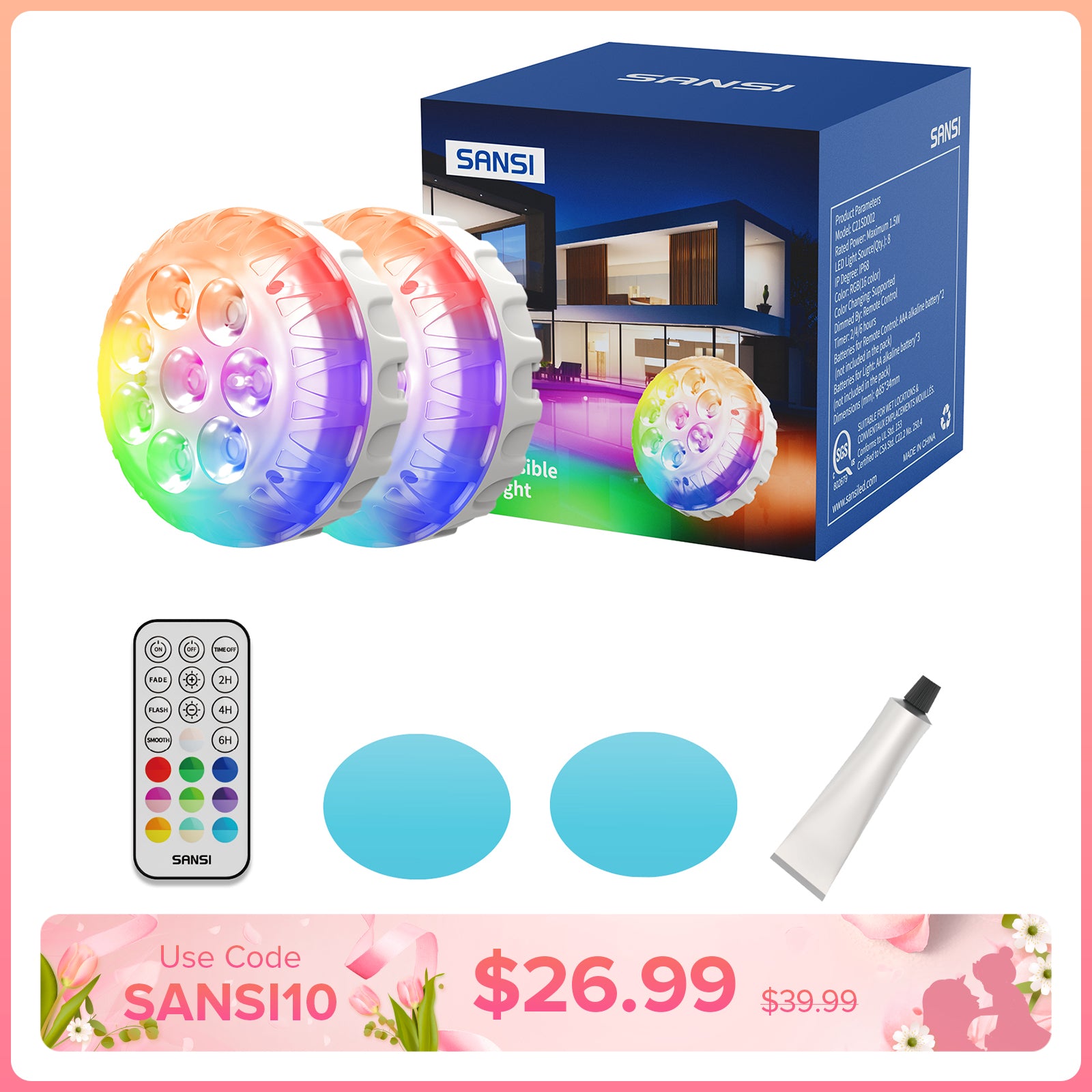 Luce d'atmosfera RGB con ricarica wireless e cambio colore (SOLO USA)