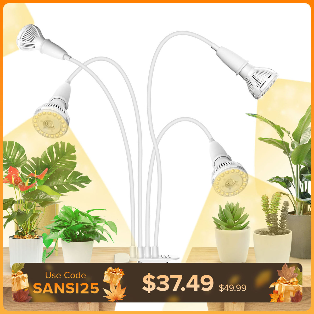 40 W verstellbares 4-Kopf-Clip-on-LED-Wachstumslicht (NUR USA/KANADA)