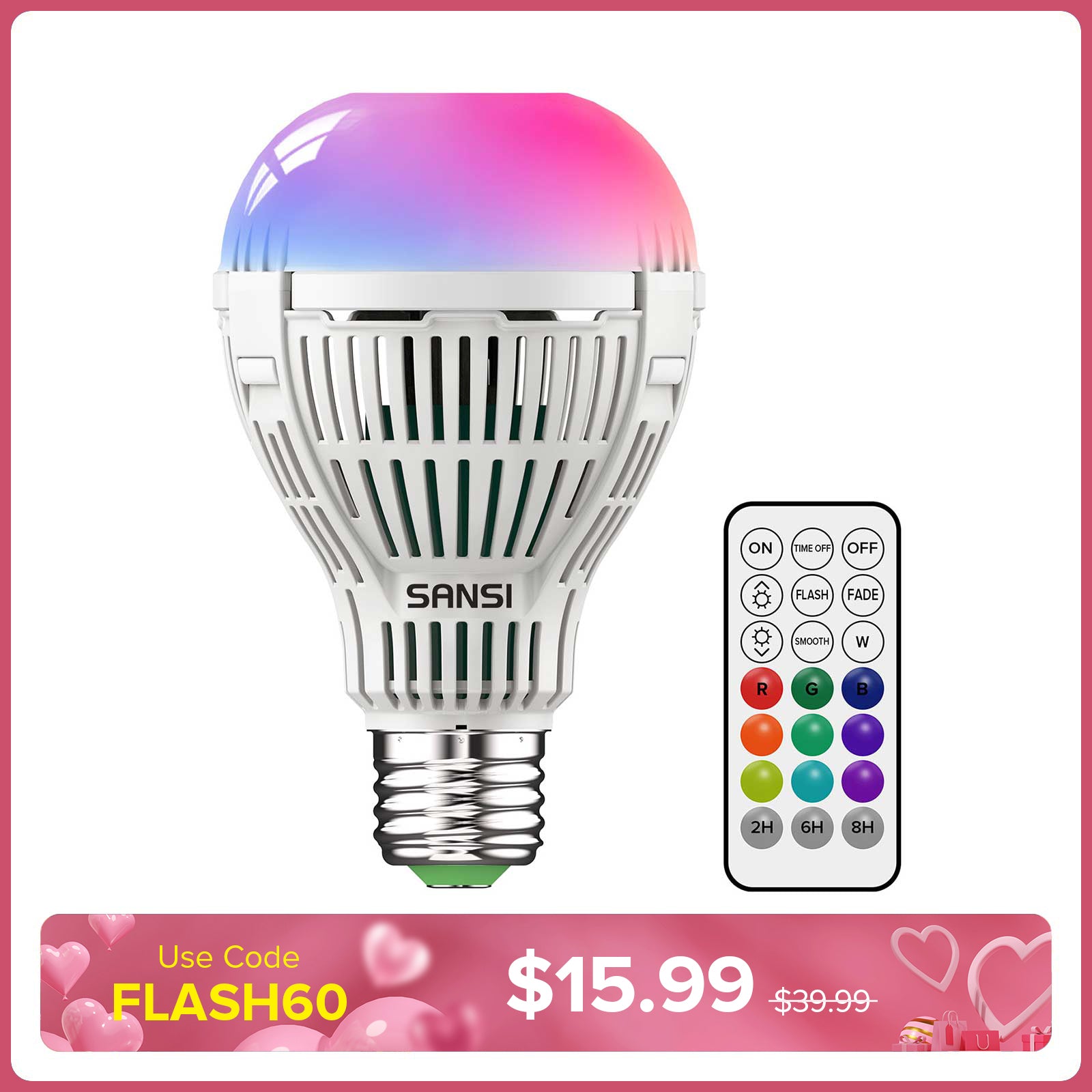 A21 18W RGB LED Light Bulb with Remote Control (US ONLY)
