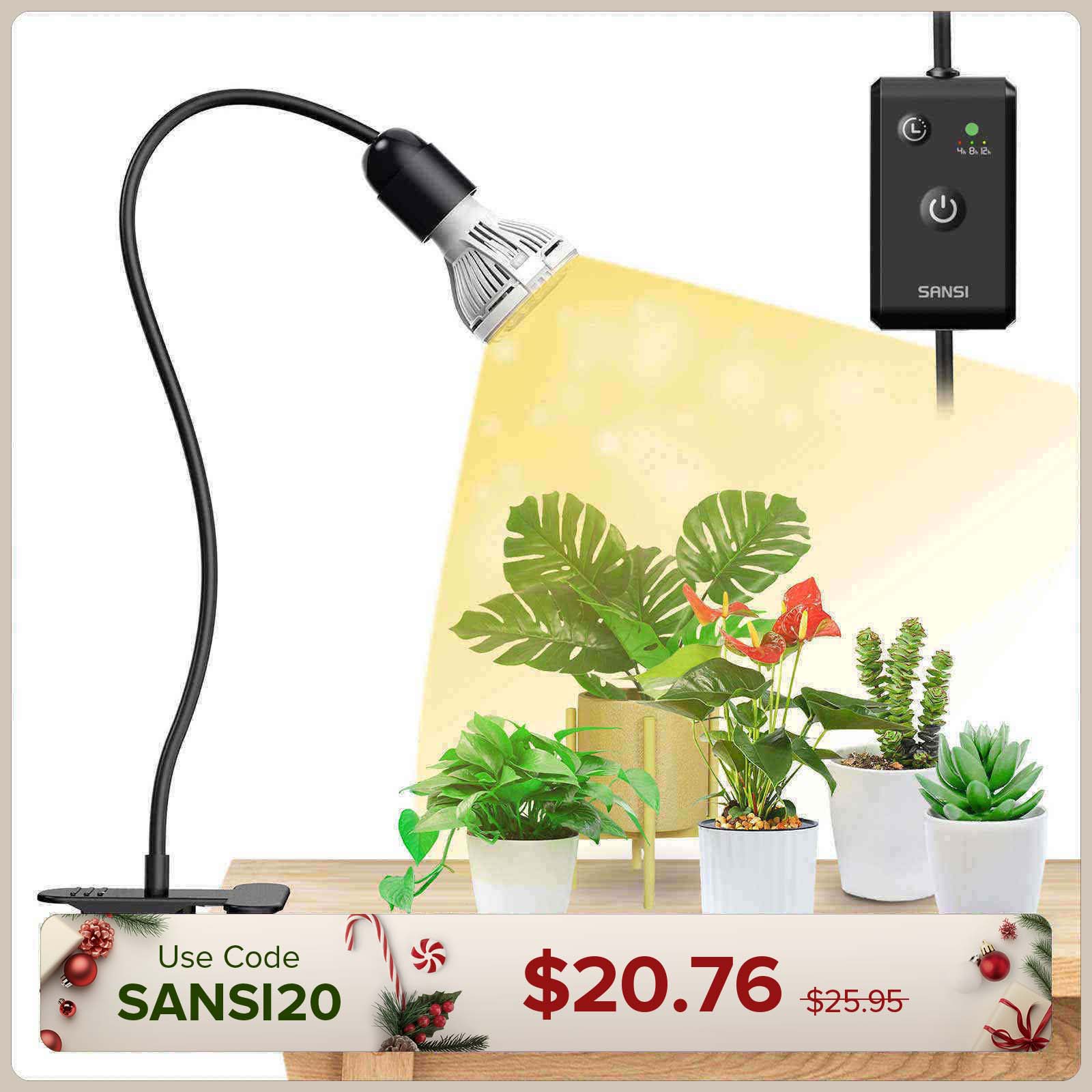 10W Adjustable 1-Head Clip-on LED Grow Light with Timer/ No Timer (US/CA ONLY)