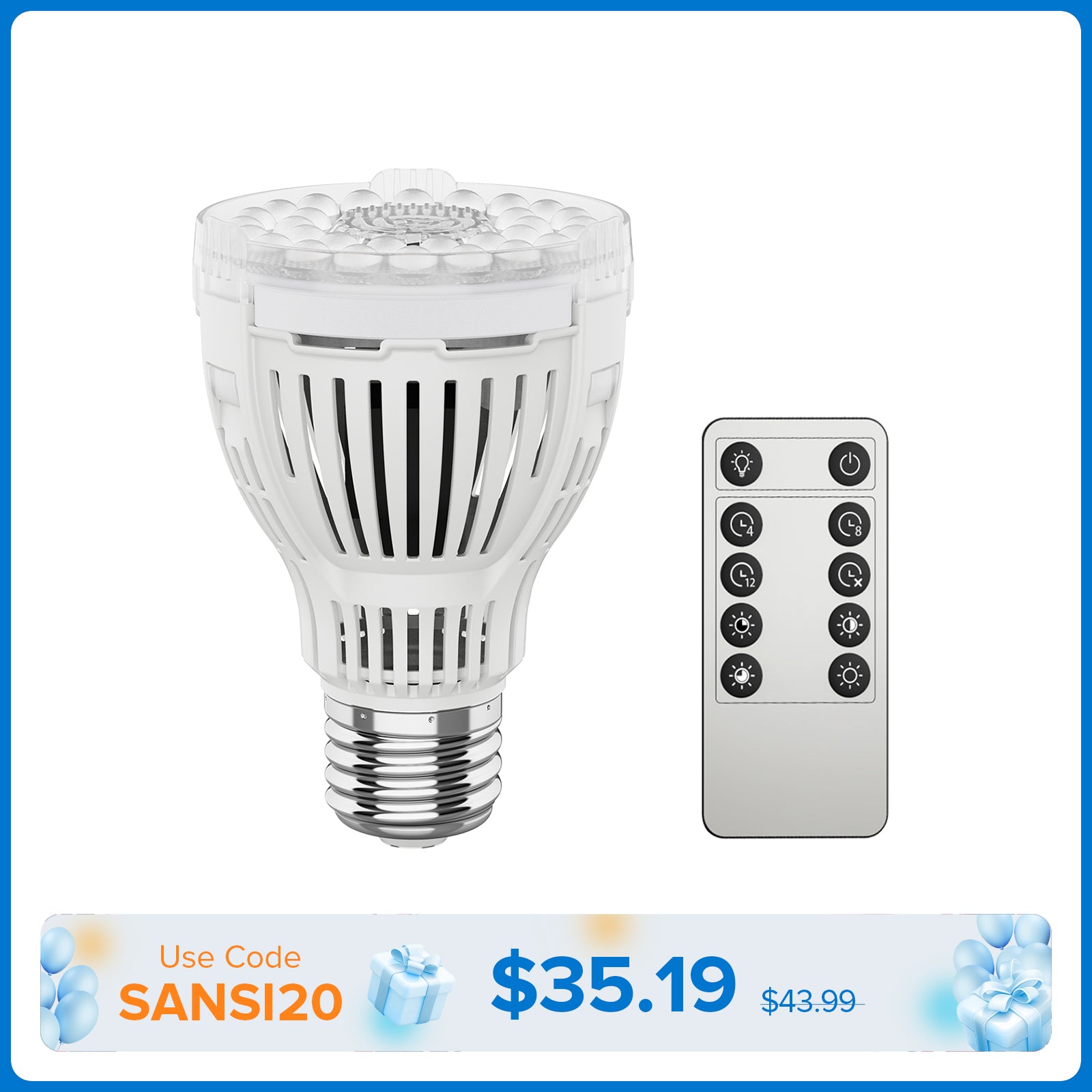 SANSI A19 10W LED Grow Light Bulb With Remote Control (EU/UK ONLY)
