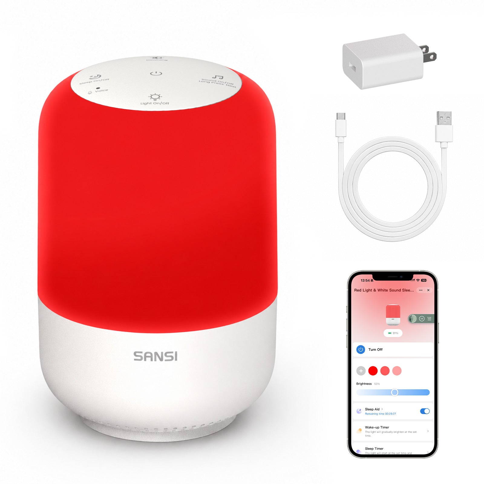 SANSI Smart Red Light Therapy Sleep Sound Mechine