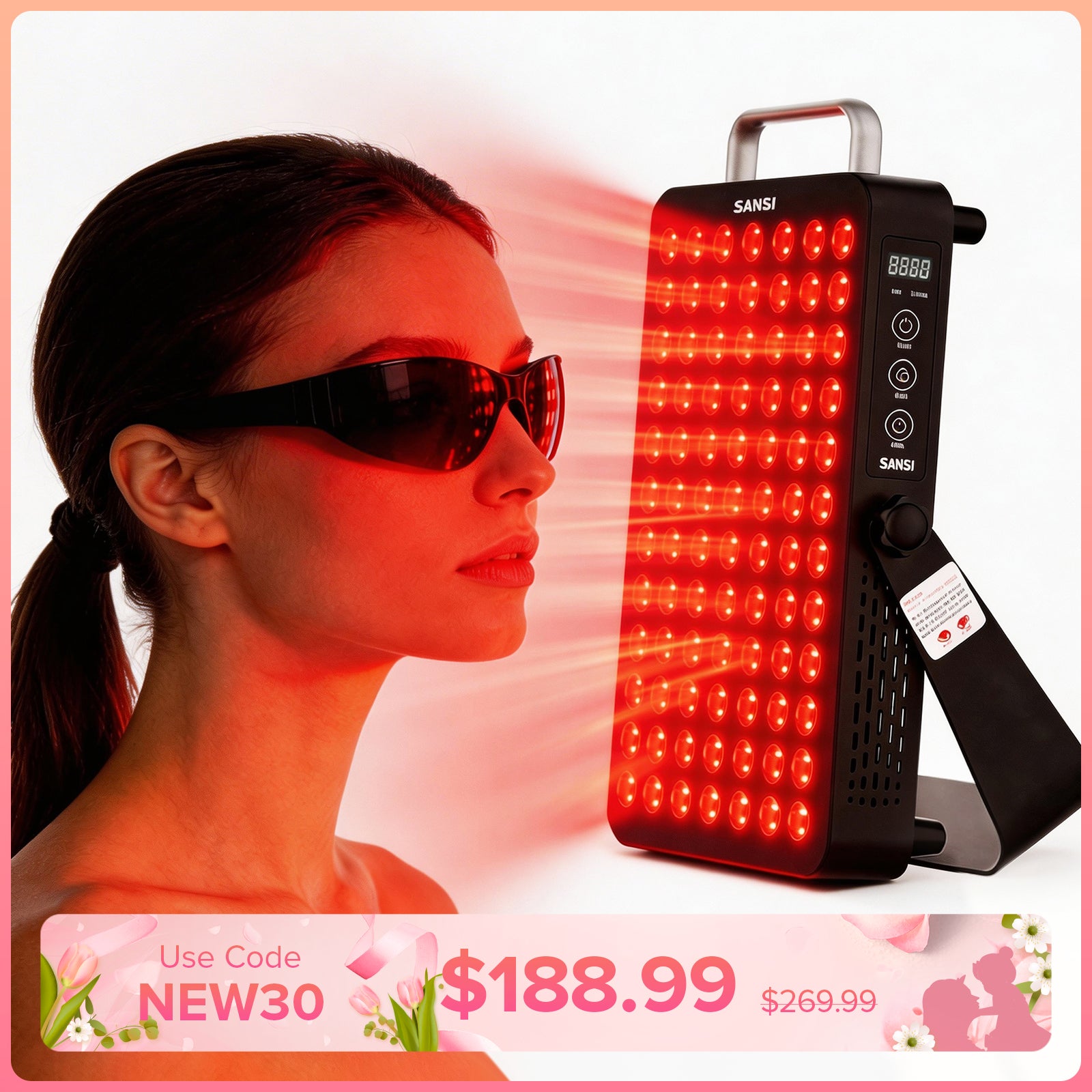 SANSI 120W Dual-Wavelength Red Light Therapy Panel(US/EU ONLY)