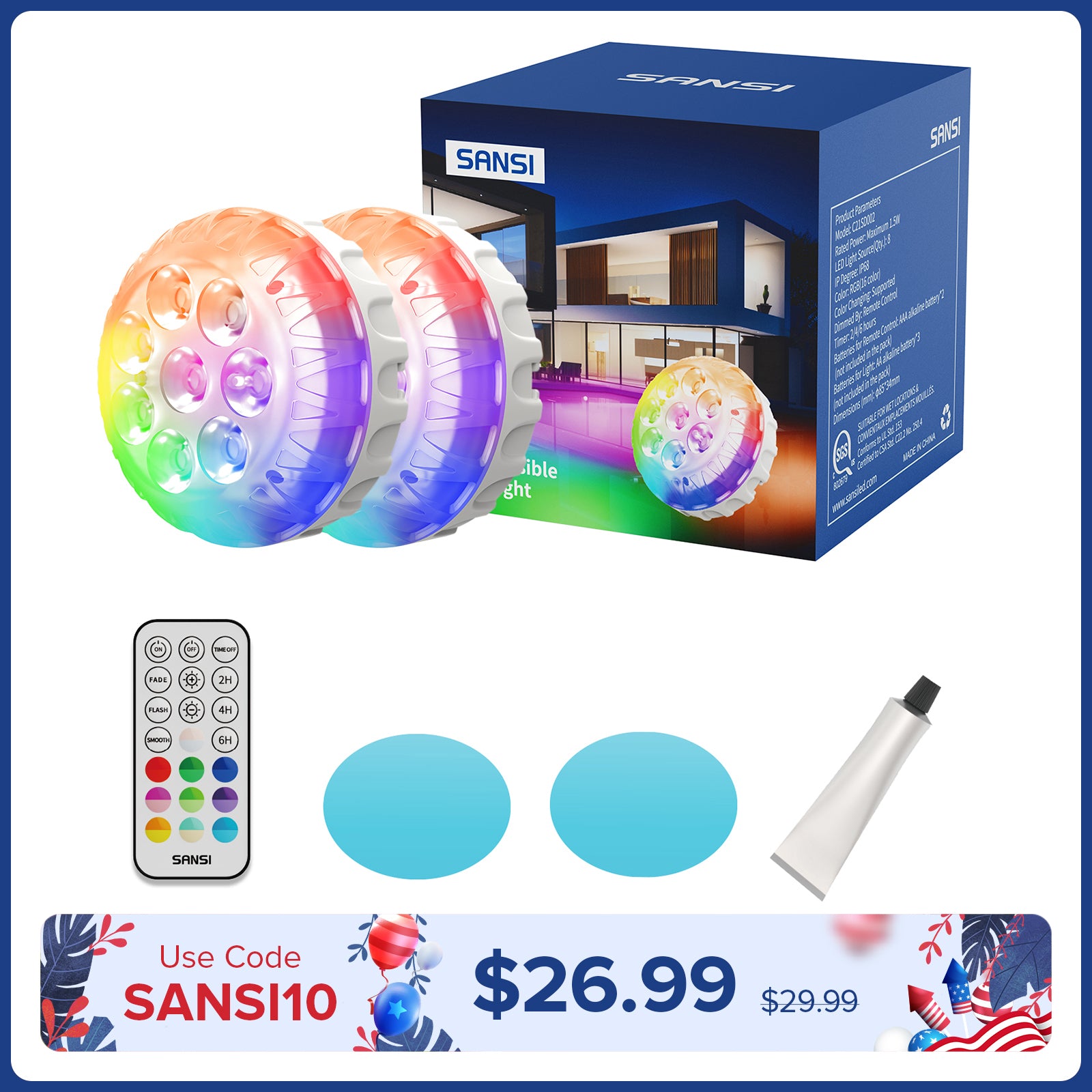 SANSI Upgraded RGB Pool Light