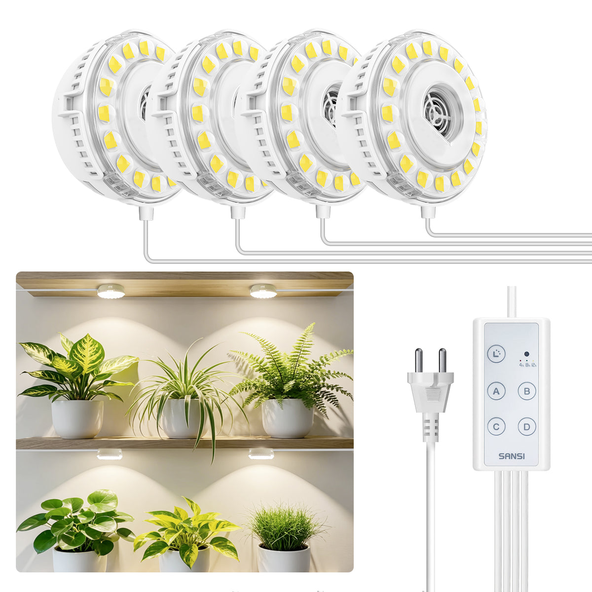 SANSI 20W Puck LED Grow Light with Timer