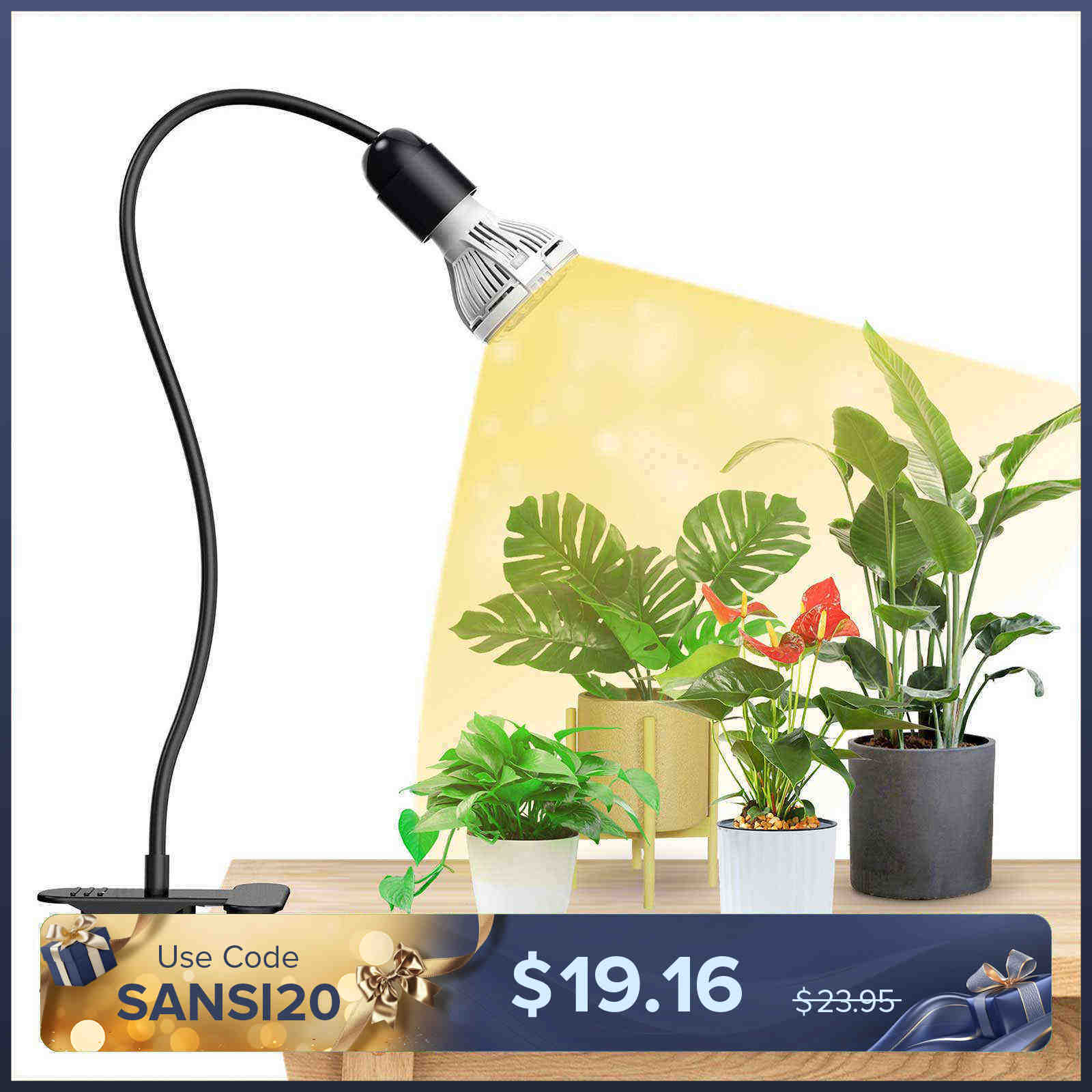 10W Adjustable 1-Head Clip-on LED Grow Light with Timer/ No Timer (US/CA ONLY)