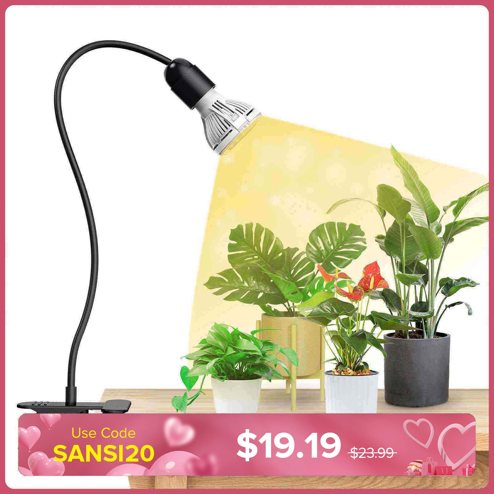 Lampada LED da coltivazione con clip regolabile a 1 testa da 10 W (SOLO USA/CA)