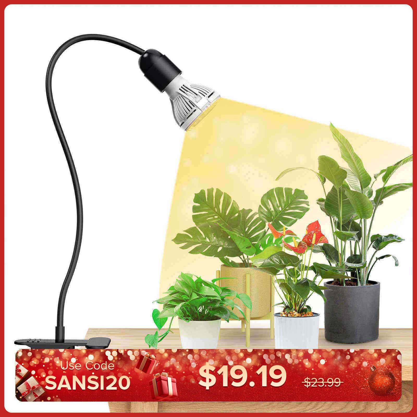 10 W verstellbares 1-Kopf-LED-Pflanzenlicht zum Anklemmen (NUR USA/Kanada)