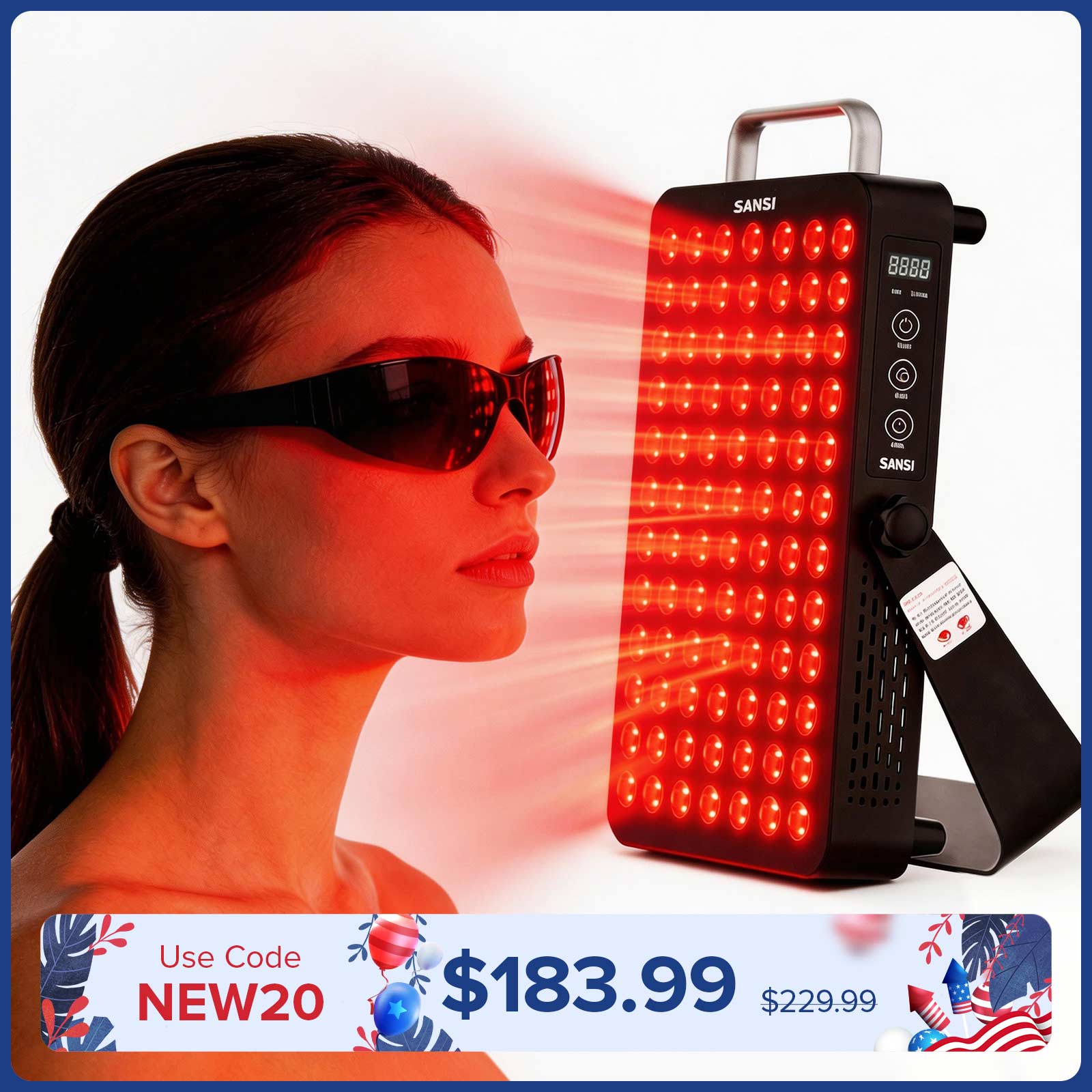 SANSI 120W Dual-Wavelength Red Light Therapy Panel(US/EU ONLY