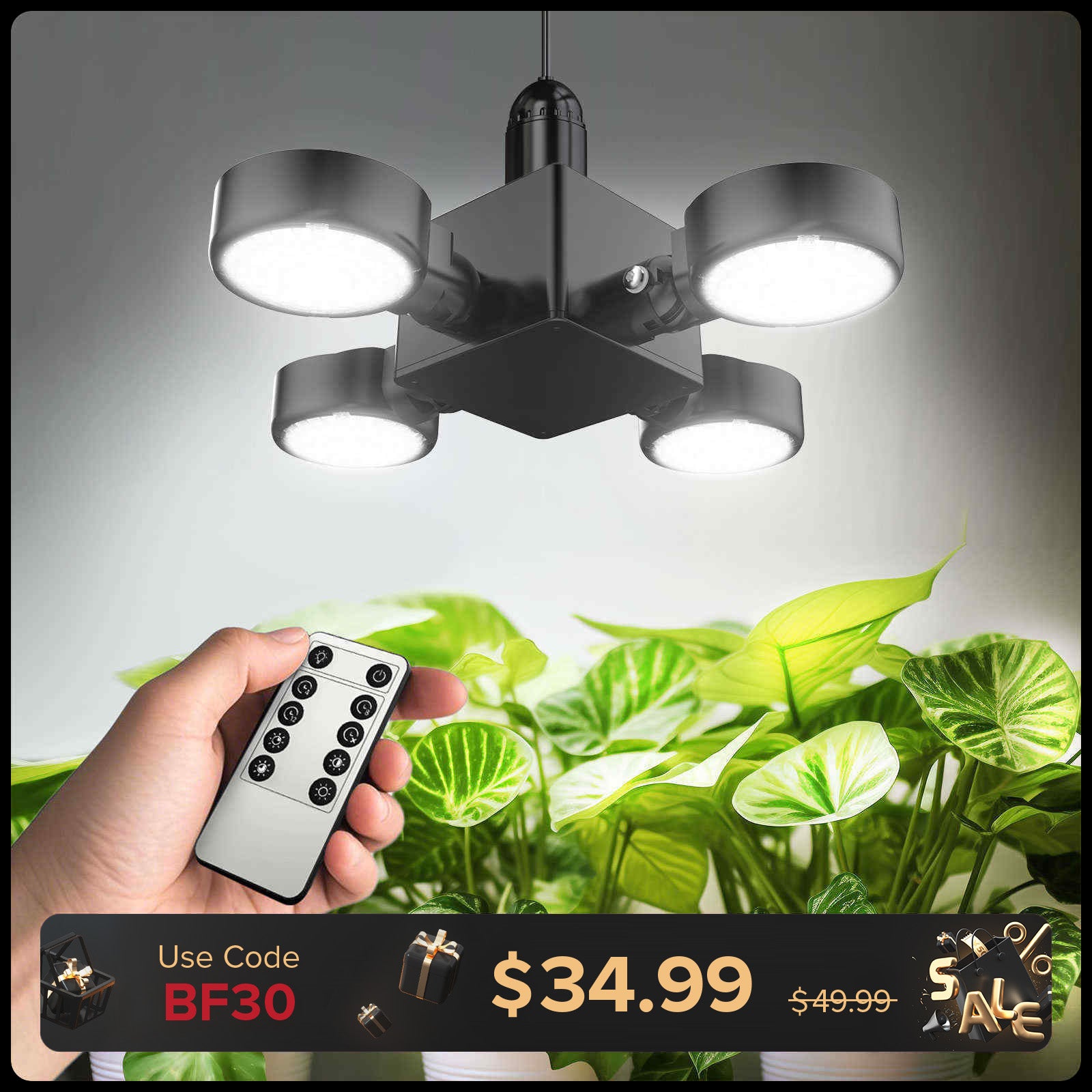 SANSI 40W Folding Wings LED Grow Light with Remote Control