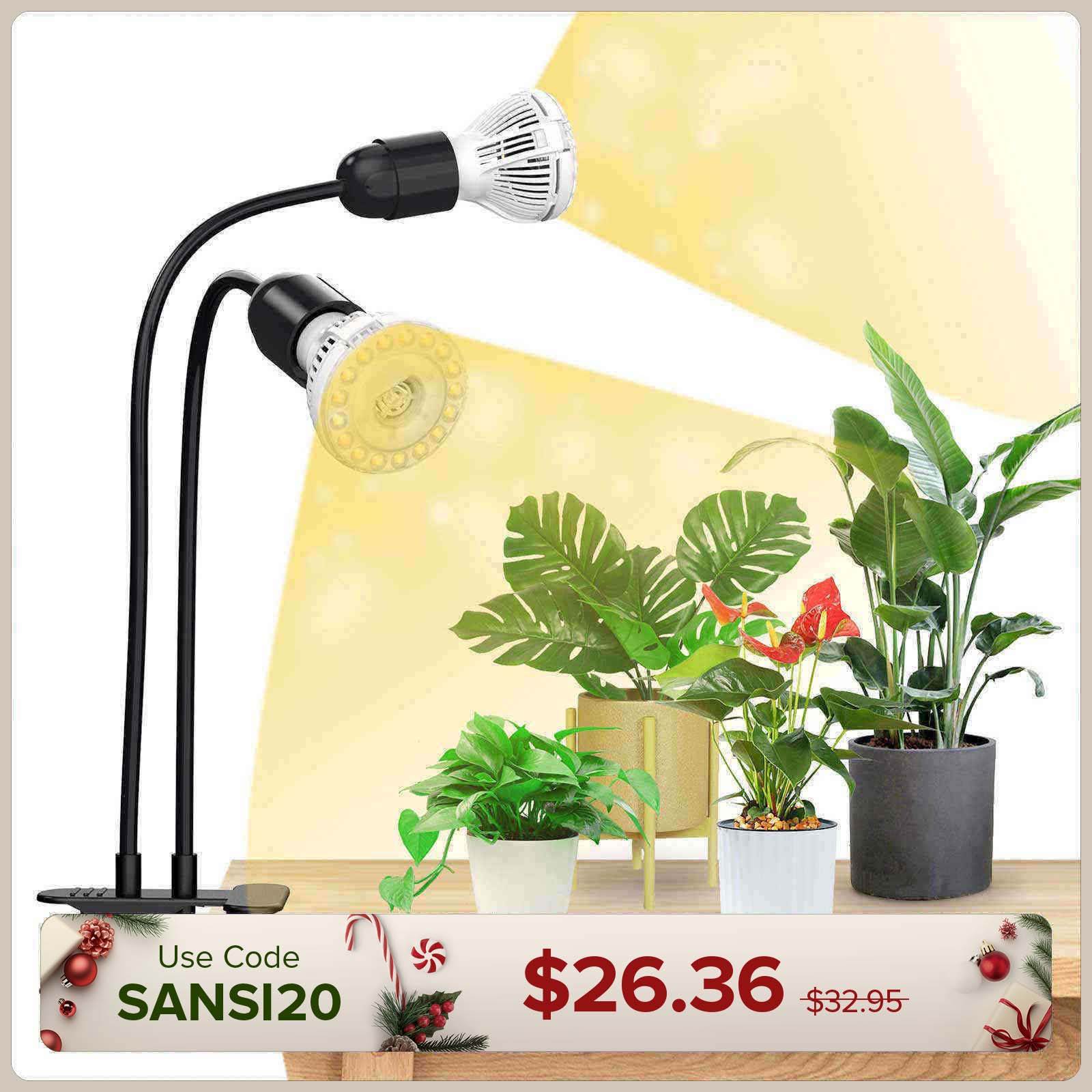 20 W verstellbares 2-Kopf-Clip-on-LED-Wachstumslicht