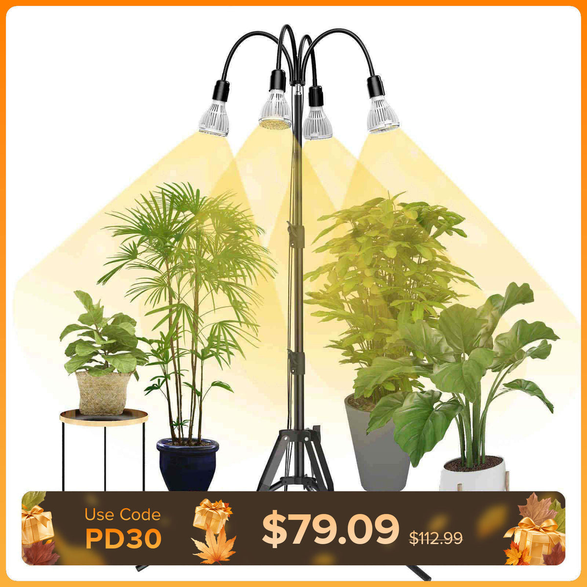 96 W/128 W Pflanzenlampe mit verstellbarem Stativständer (NUR USA)