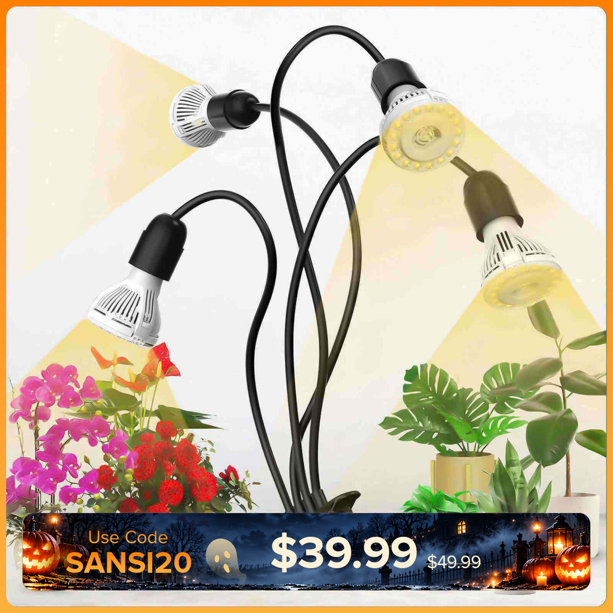 SANSI 40W Adjustable 4-Head Clip-on LED Grow Light (US/CA ONLY)