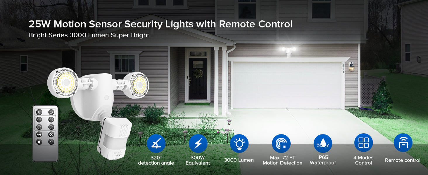 SANSI LED motion sensor Security light with remote control 3000 lumen 25w IP65 waterproof