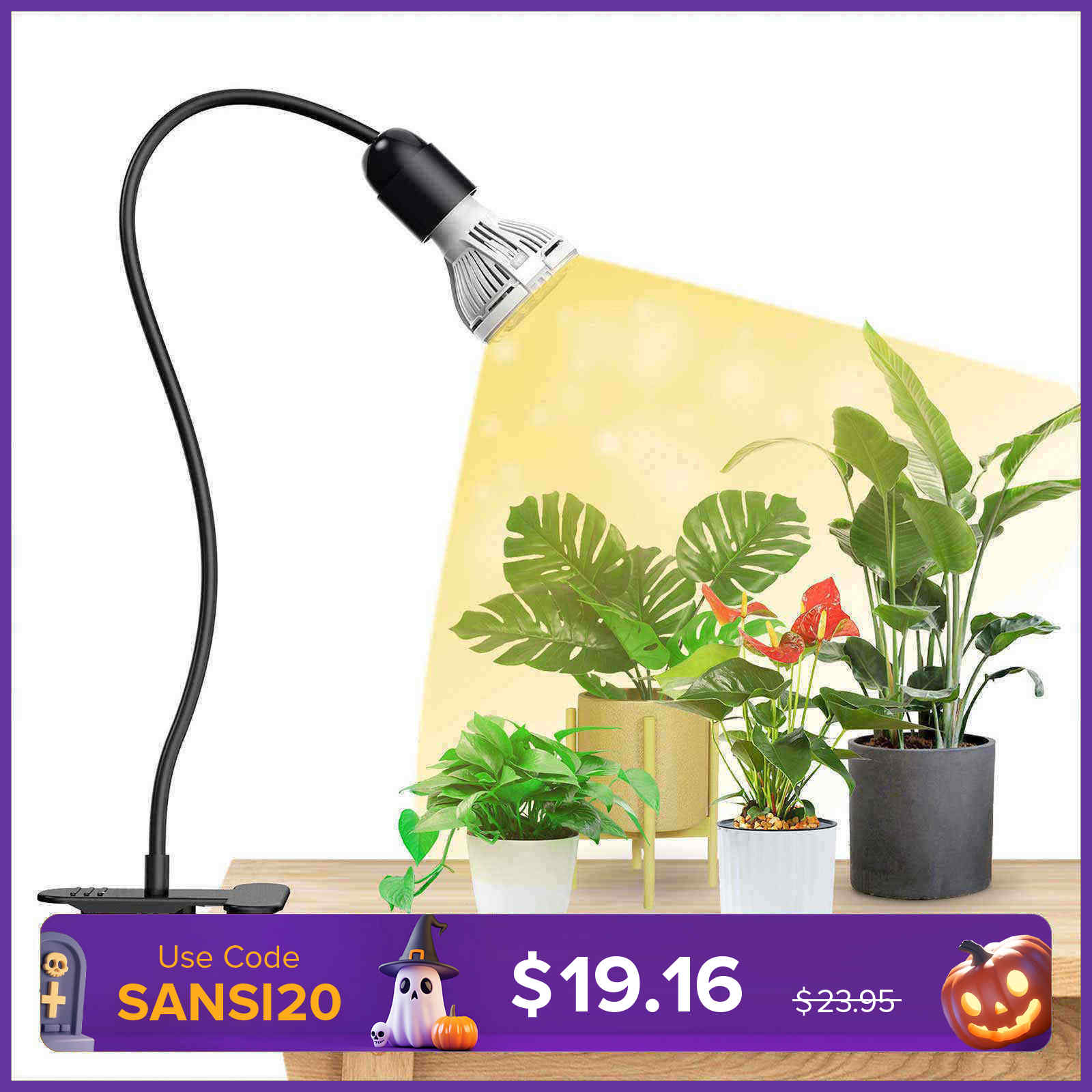 10W Adjustable 1-Head Clip-on LED Grow Light (US/CA ONLY)