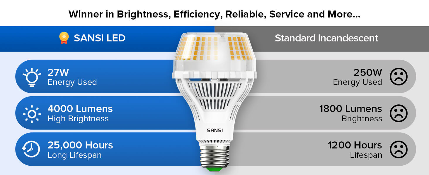 A21 led light bulbs, winner in brightness, efficiency, reliable, service and more