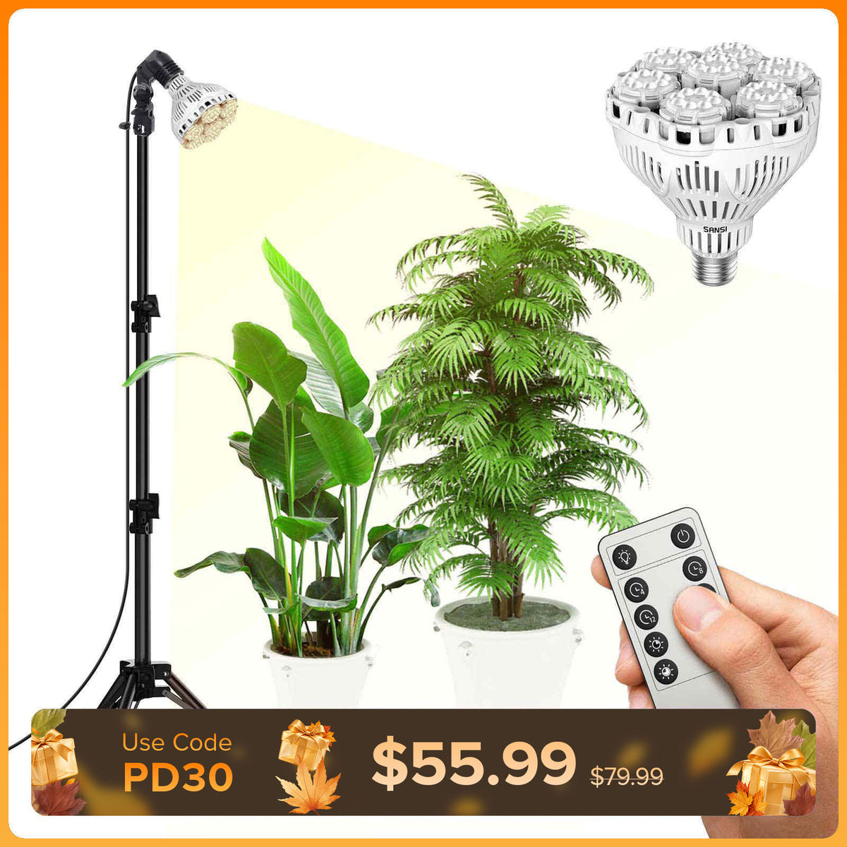BR30 40W Verstellbare Stativ-Pflanzenlampe mit Fernbedienung