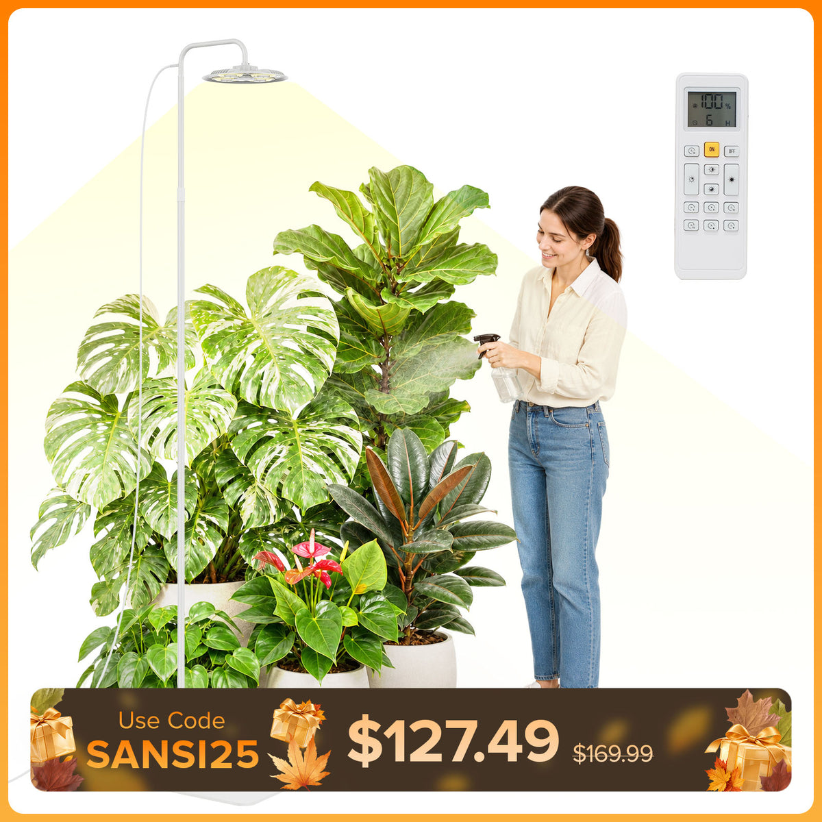SANSI 100W Tall Standing Grow Light With Remote Control (US/CA ONLY)